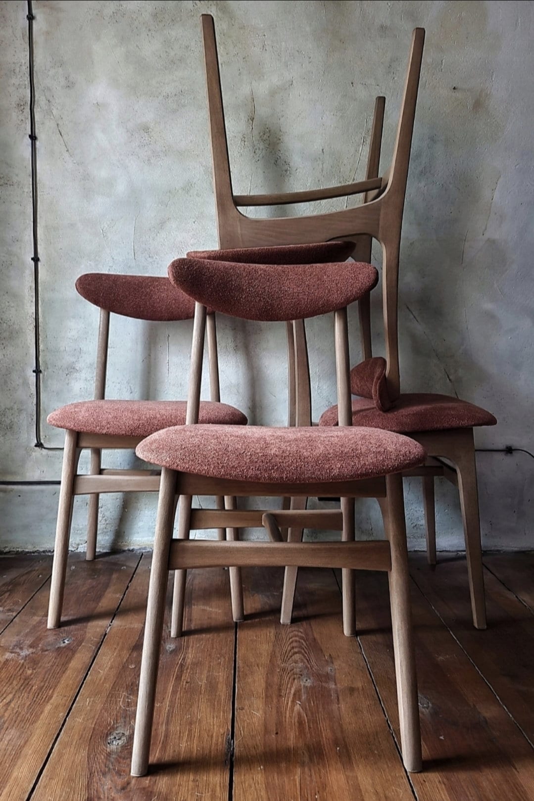 Vintage Dining Chair Type 200-190 by R. Hałas, Mid Century Modern Polish Design, Wooden Chair, 1960s 1970s