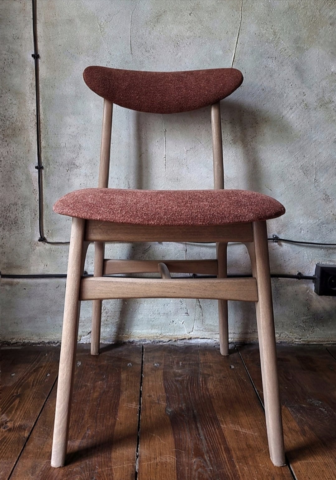 Vintage Dining Chair Type 200-190 by R. Hałas, Mid Century Modern Polish Design, Wooden Chair, 1960s 1970s
