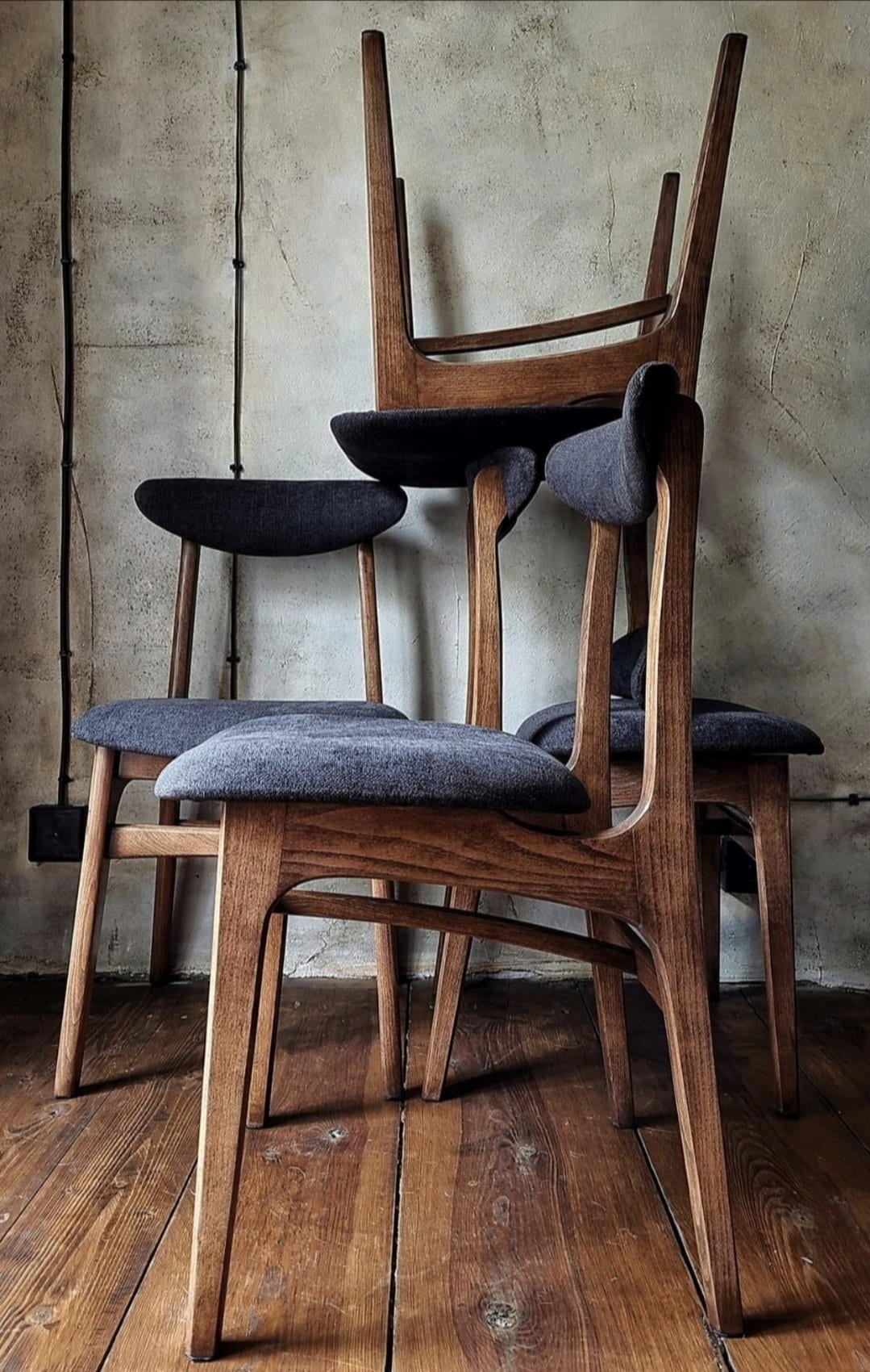 Vintage Dining Chair Type 200-190 by R. Hałas, Mid Century Modern Polish Design, Wooden Chair, 1960s 1970s