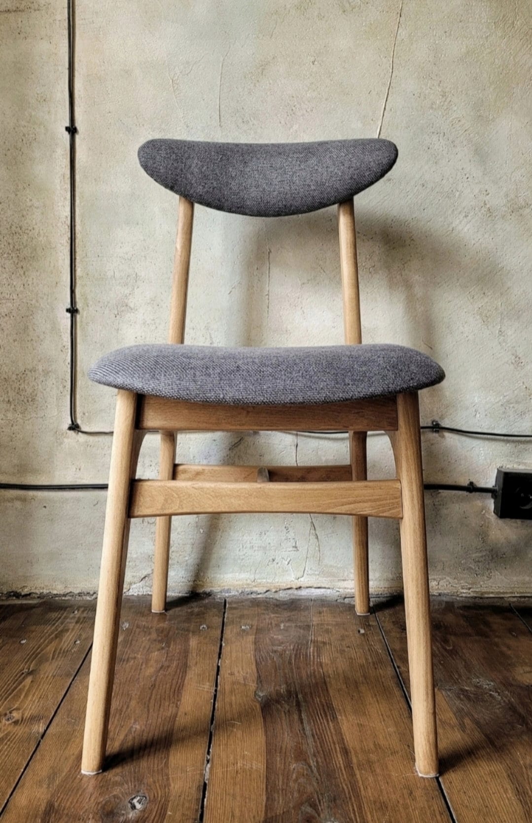 Vintage Dining Chair Type 200-190 by R. Hałas, Mid Century Modern Polish Design, Wooden Chair, 1960s 1970s