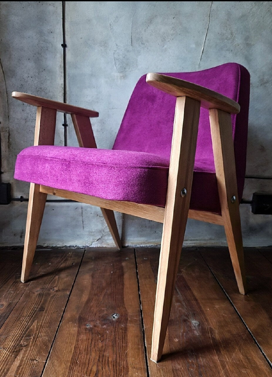 Józef Chierowski Model 366, Restored Mid Century Modern Armchair, Vintage 1960s Polish Design Lounge Chair