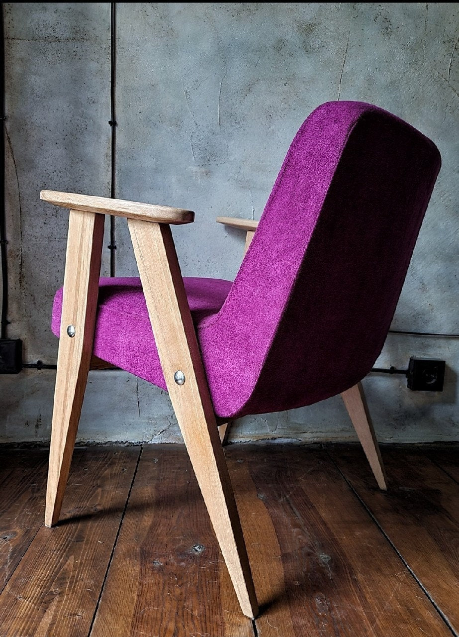 Józef Chierowski Model 366, Restored Mid Century Modern Armchair, Vintage 1960s Polish Design Lounge Chair