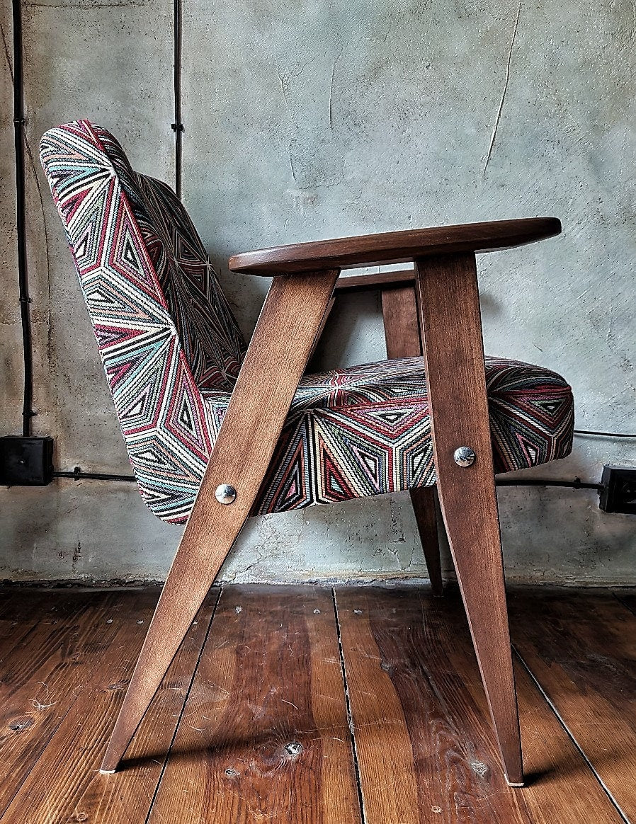 Józef Chierowski Model 366, Restored Mid Century Modern Armchair, Vintage 1960s Polish Design Lounge Chair