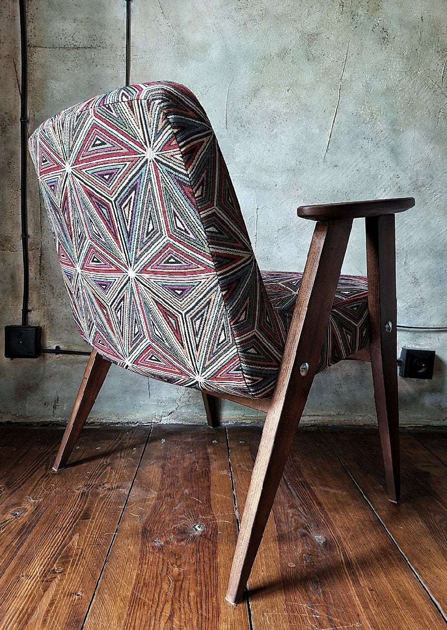 Józef Chierowski Model 366, Restored Mid Century Modern Armchair, Vintage 1960s Polish Design Lounge Chair