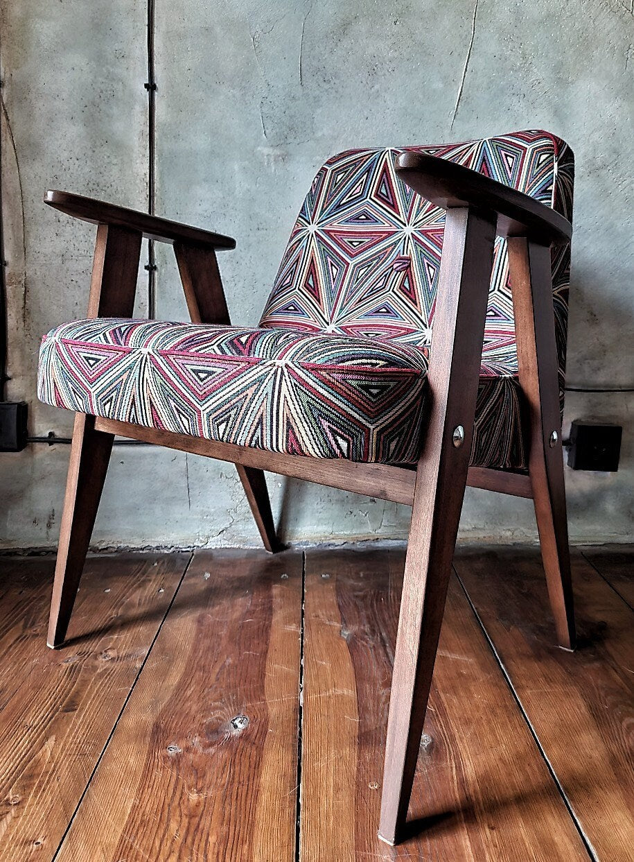 Józef Chierowski Model 366, Restored Mid Century Modern Armchair, Vintage 1960s Polish Design Lounge Chair