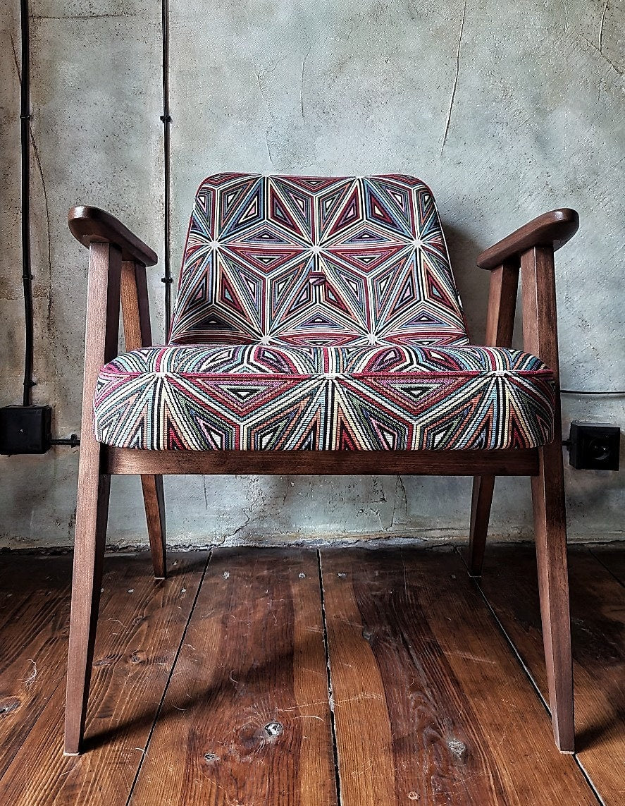Józef Chierowski Model 366, Restored Mid Century Modern Armchair, Vintage 1960s Polish Design Lounge Chair