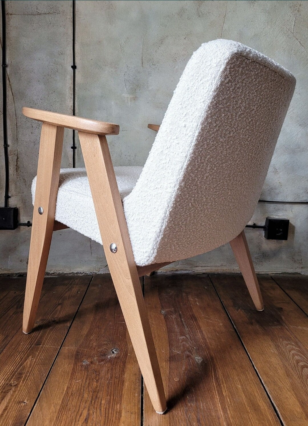 Fotel Chierowski 366 z podnóżkiem PRL Design Vintage polish armchair with footrest mid century