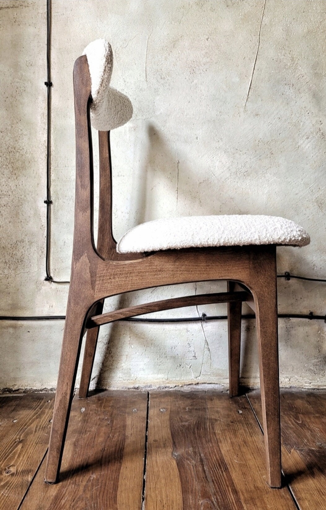 Vintage Dining Chair Type 200-190 by R. Hałas, Mid Century Modern Polish Design, Wooden Chair, 1960s 1970s