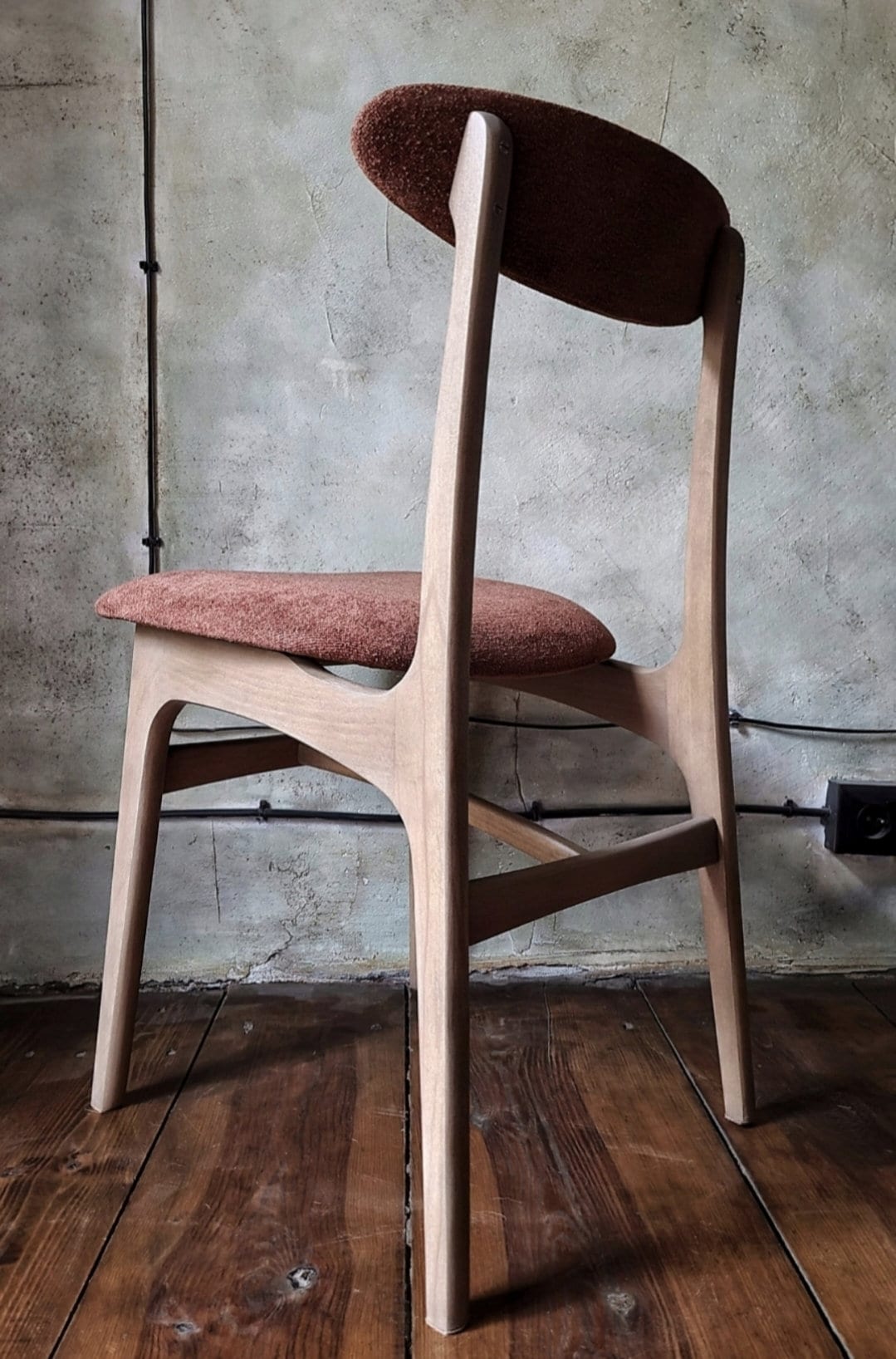 Vintage Dining Chair Type 200-190 by R. Hałas, Mid Century Modern Polish Design, Wooden Chair, 1960s 1970s