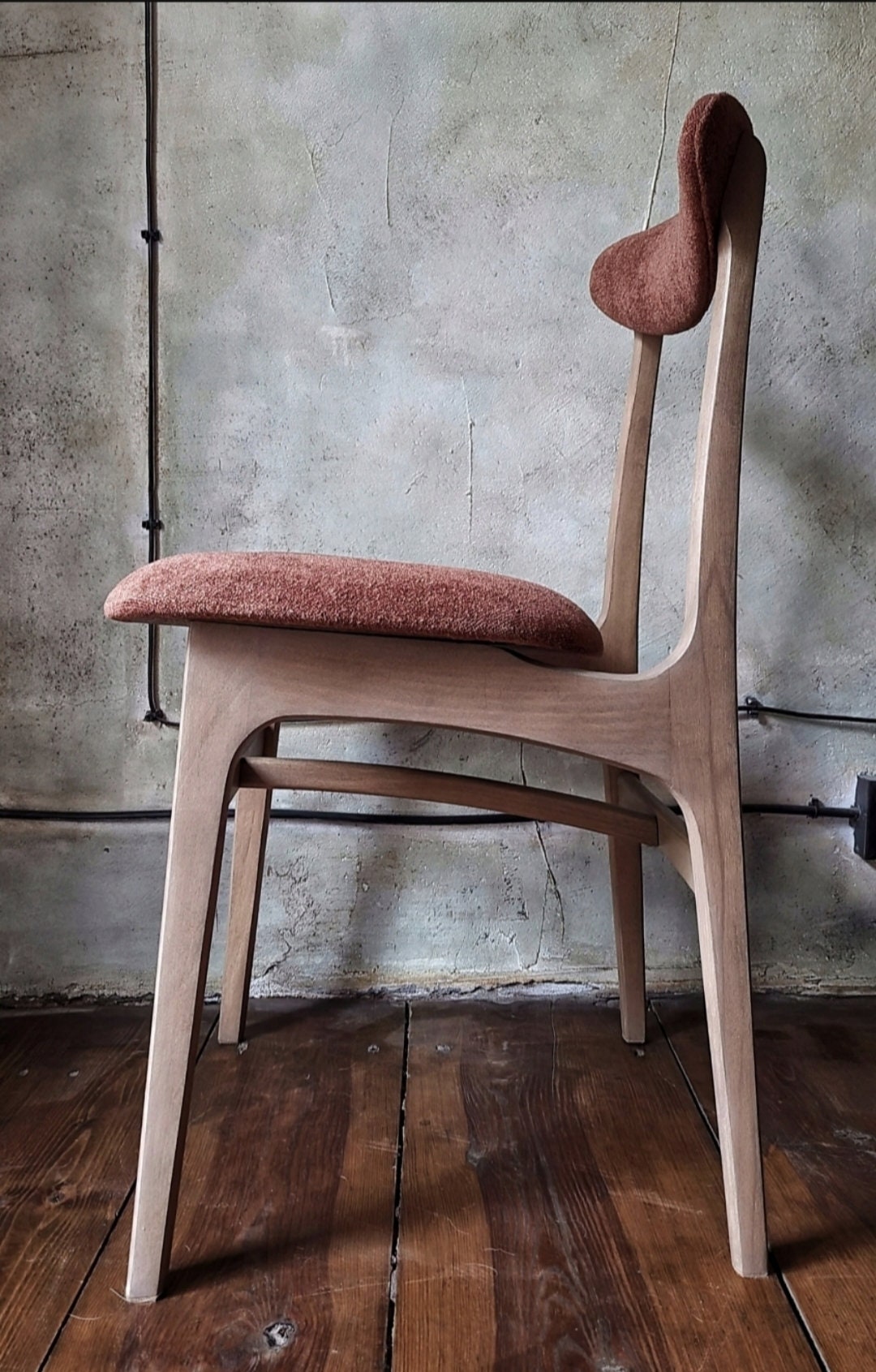 Vintage Dining Chair Type 200-190 by R. Hałas, Mid Century Modern Polish Design, Wooden Chair, 1960s 1970s