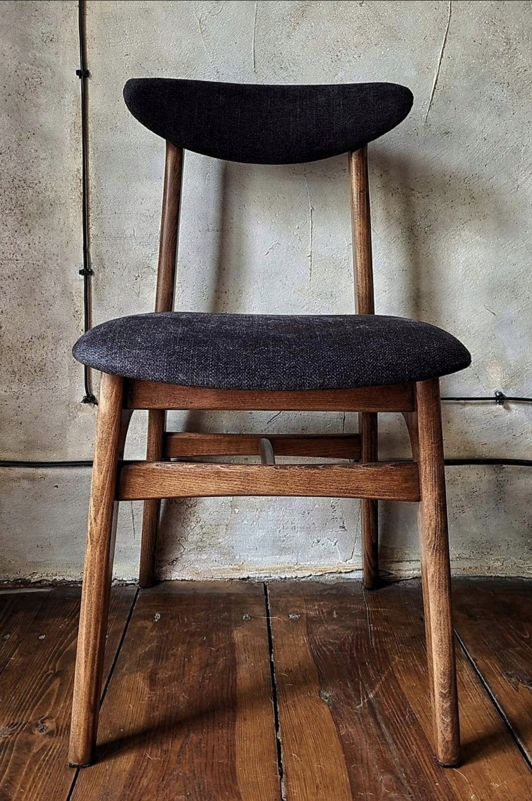 Vintage Dining Chair Type 200-190 by R. Hałas, Mid Century Modern Polish Design, Wooden Chair, 1960s 1970s