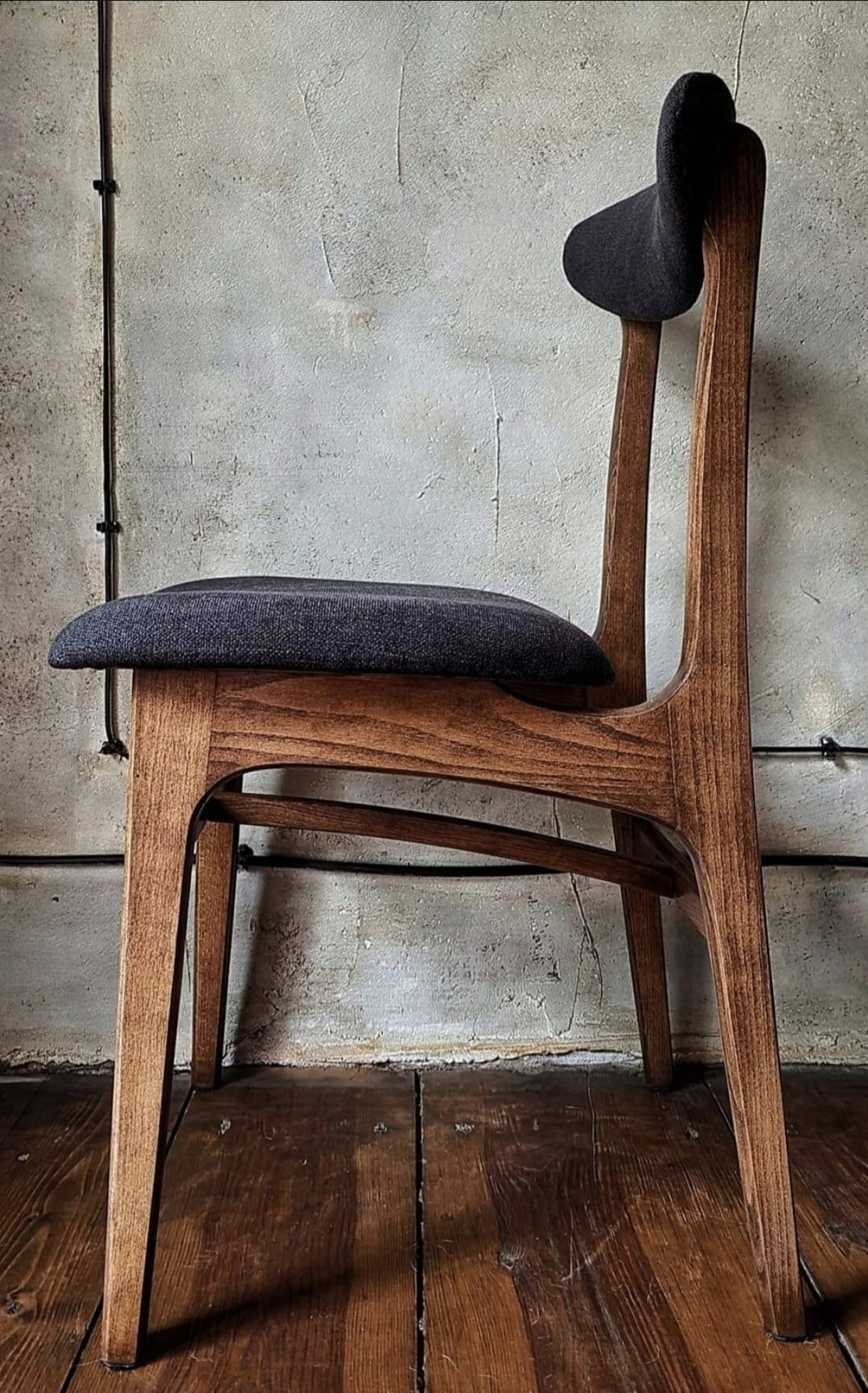 Vintage Dining Chair Type 200-190 by R. Hałas, Mid Century Modern Polish Design, Wooden Chair, 1960s 1970s