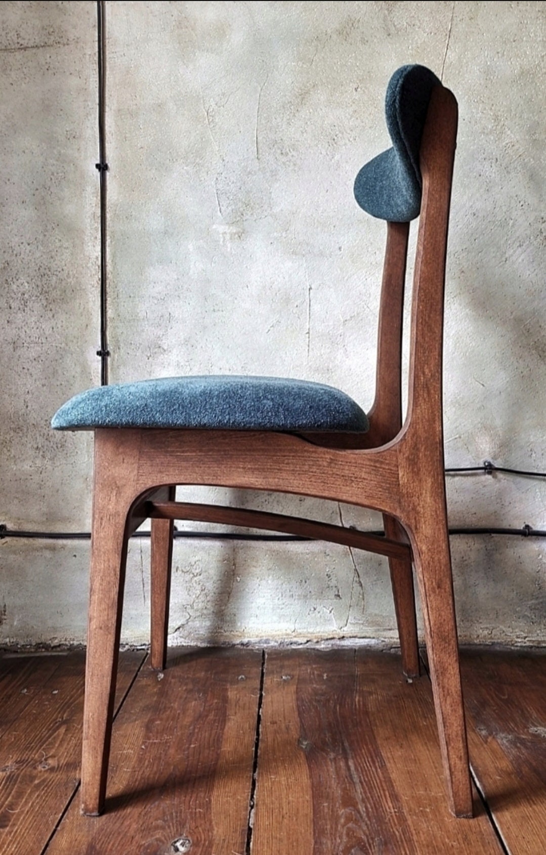 Vintage Dining Chair Type 200-190 by R. Hałas, Mid Century Modern Polish Design, Wooden Chair, 1960s 1970s
