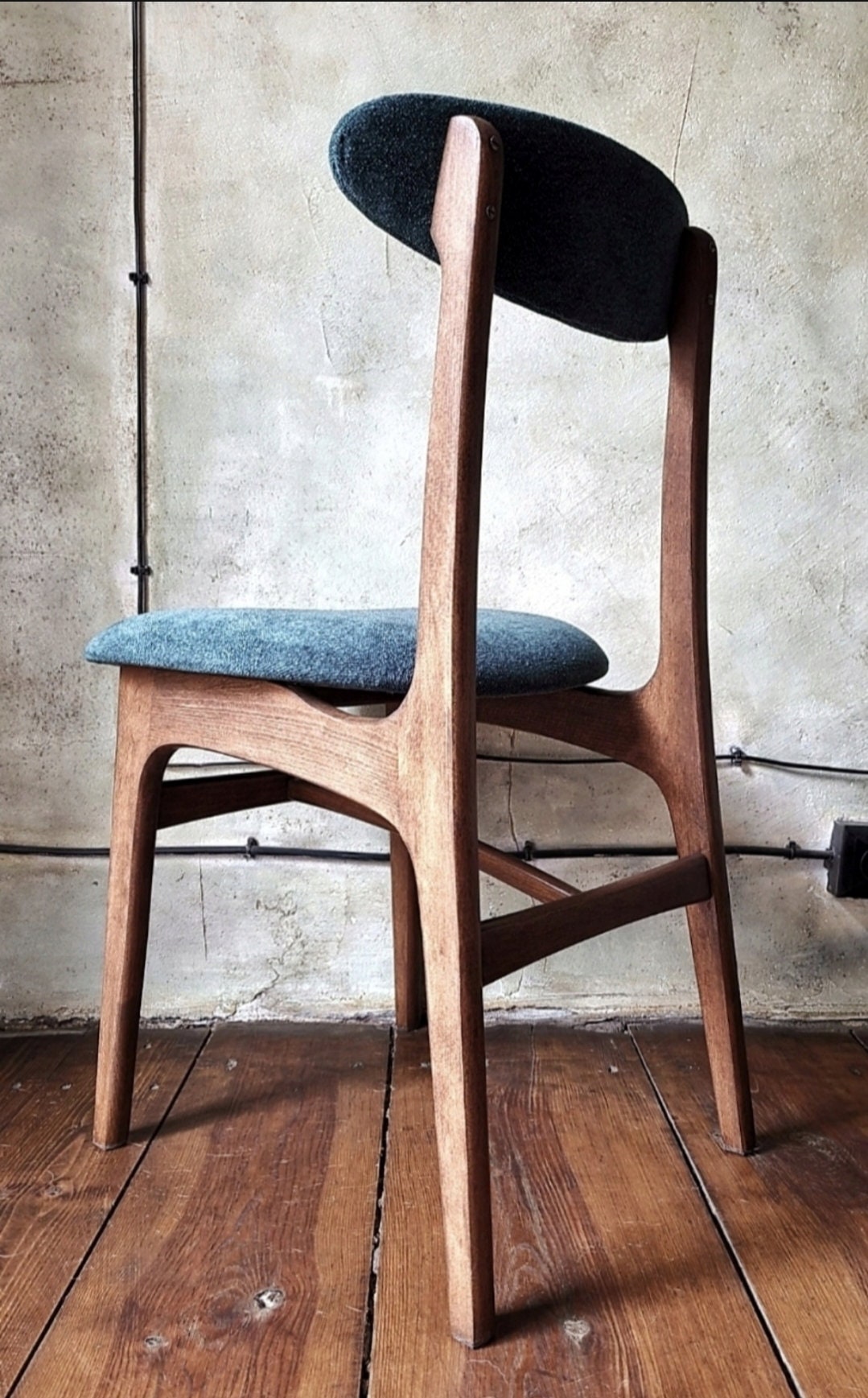 Vintage Dining Chair Type 200-190 by R. Hałas, Mid Century Modern Polish Design, Wooden Chair, 1960s 1970s