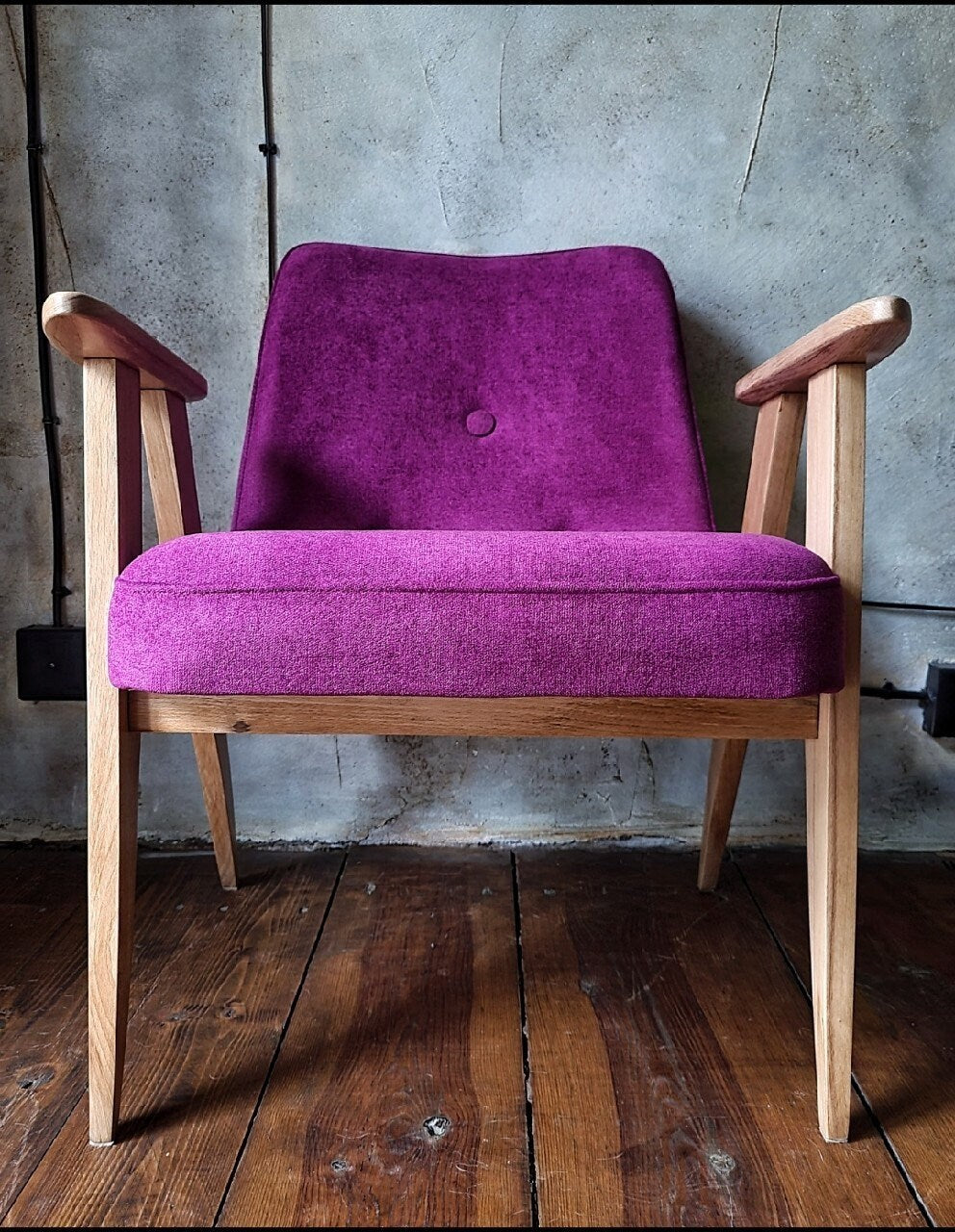 Józef Chierowski Model 366, Restored Mid Century Modern Armchair, Vintage 1960s Polish Design Lounge Chair