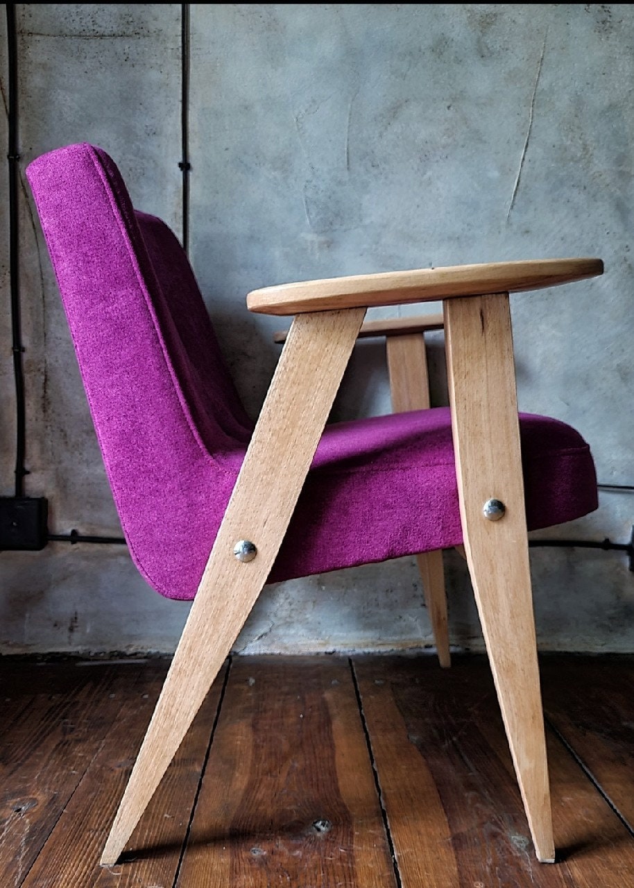 Józef Chierowski Model 366, Restored Mid Century Modern Armchair, Vintage 1960s Polish Design Lounge Chair