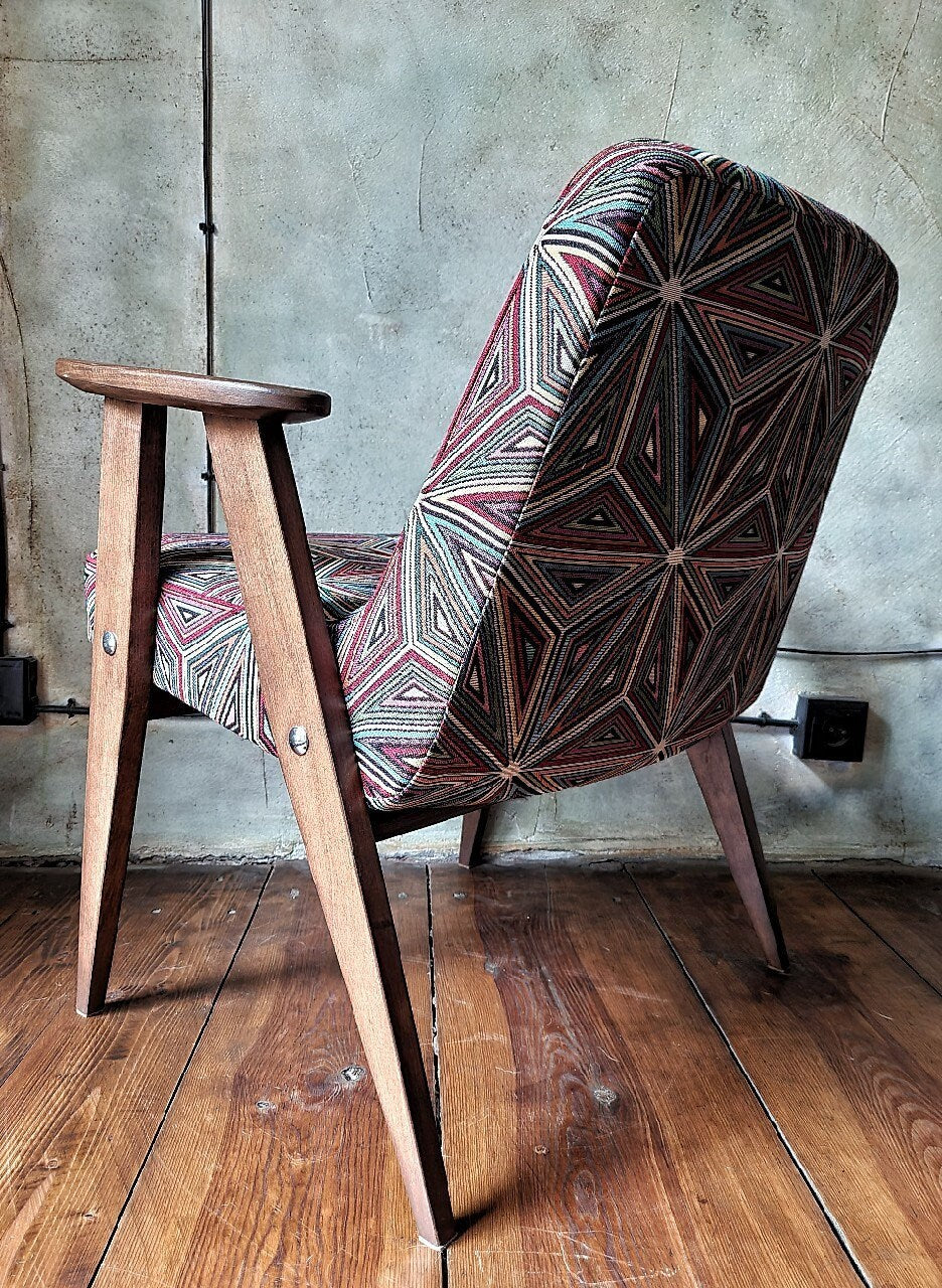 Józef Chierowski Model 366, Restored Mid Century Modern Armchair, Vintage 1960s Polish Design Lounge Chair