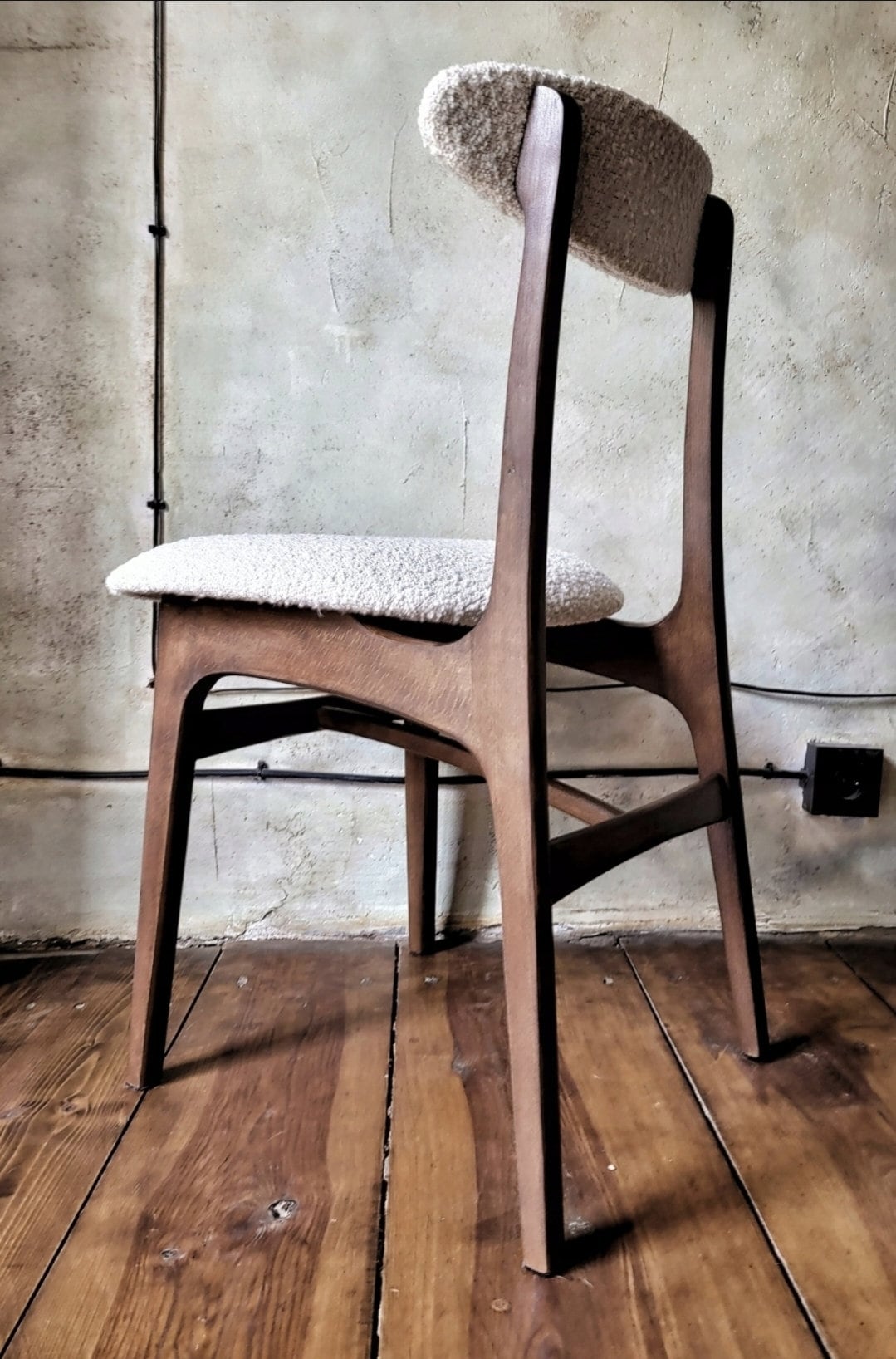 Vintage Dining Chair Type 200-190 by R. Hałas, Mid Century Modern Polish Design, Wooden Chair, 1960s 1970s