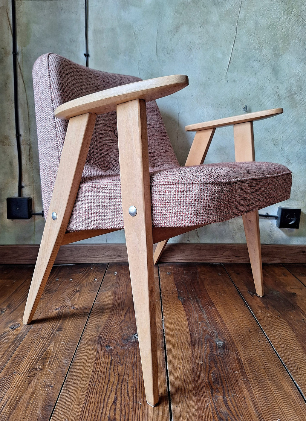 Józef Chierowski Model 366, Restored Mid Century Modern Armchair, Vintage 1960s Polish Design Lounge Chair