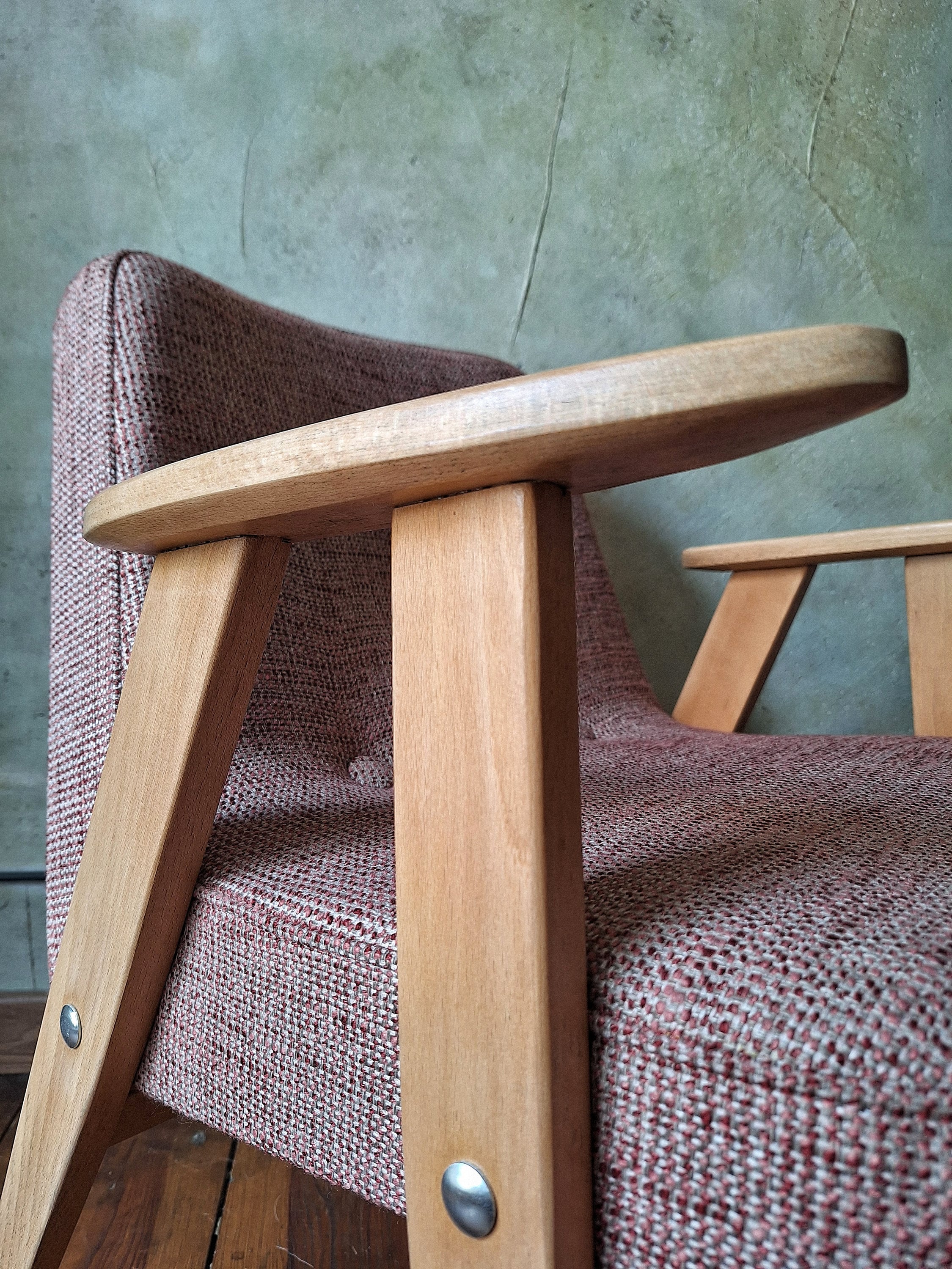 Józef Chierowski Model 366, Restored Mid Century Modern Armchair, Vintage 1960s Polish Design Lounge Chair
