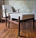 Fotel Lisek 300-190 PRL Design Vintage polish armchair with footrest mid century