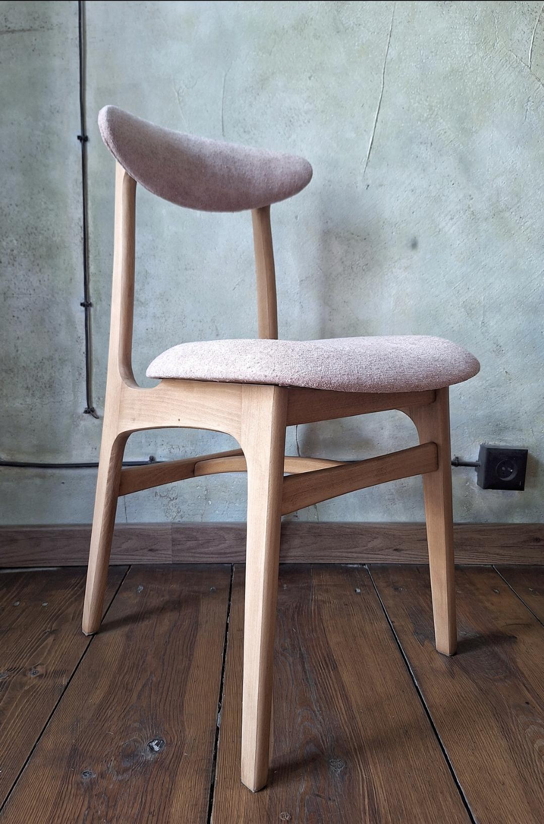 Mid Century Modern Wooden Dining Chair Type 200-190 by R. Hałas – Vintage 1960s 1970s Polish Design