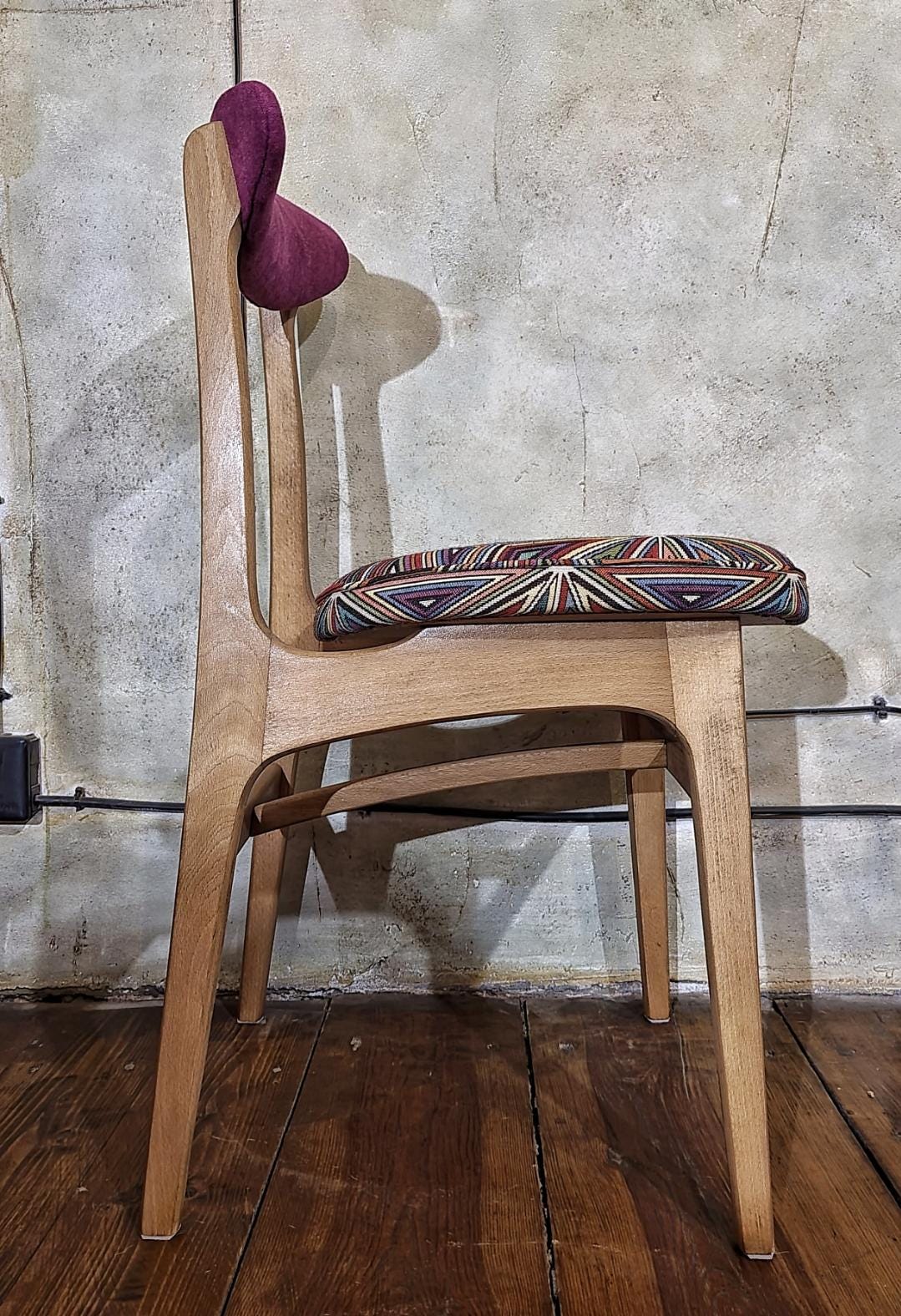 Vintage Dining Chair Type 200-190 by R. Hałas, Mid Century Modern Polish Design, Wooden Chair, 1960s 1970s