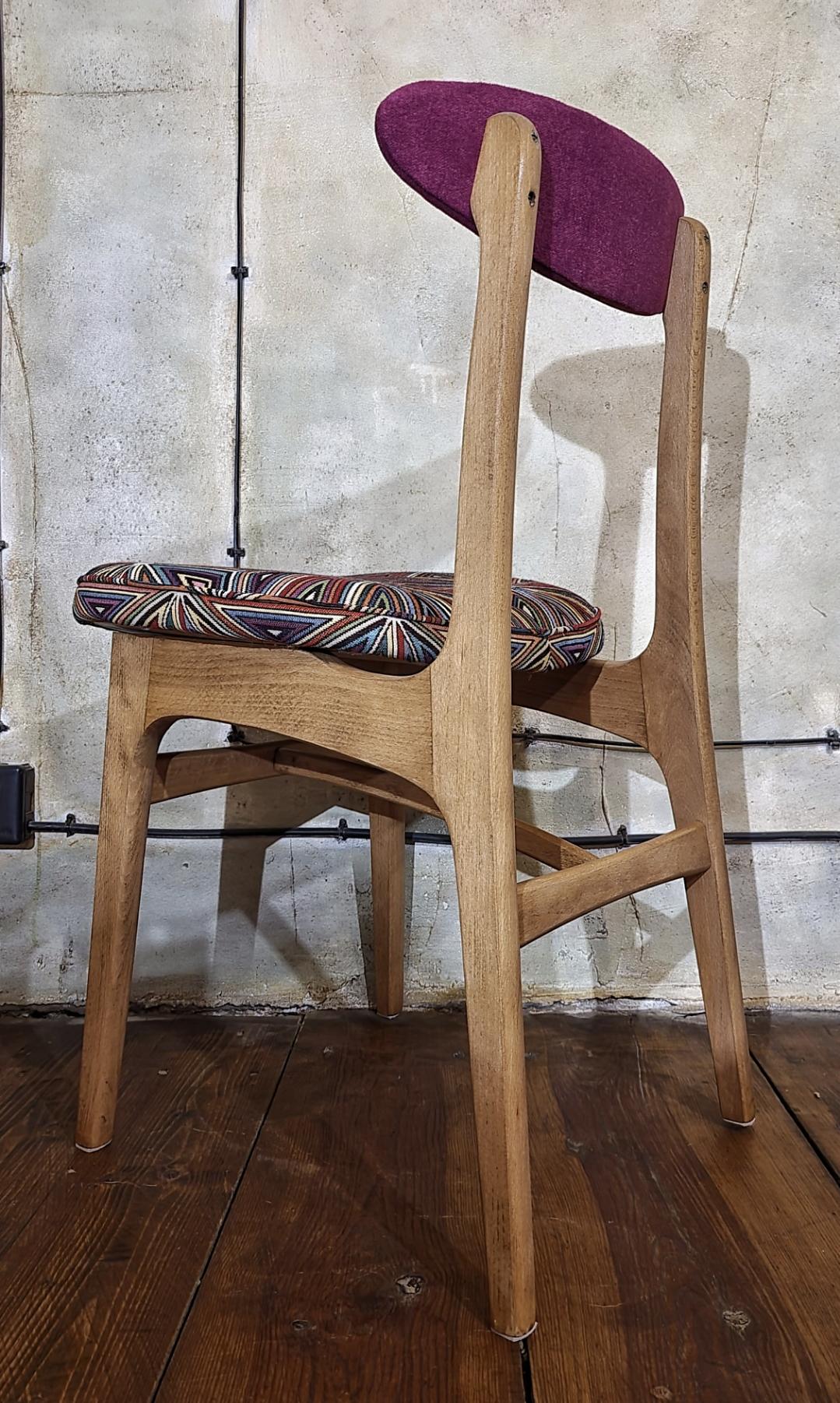 Vintage Dining Chair Type 200-190 by R. Hałas, Mid Century Modern Polish Design, Wooden Chair, 1960s 1970s
