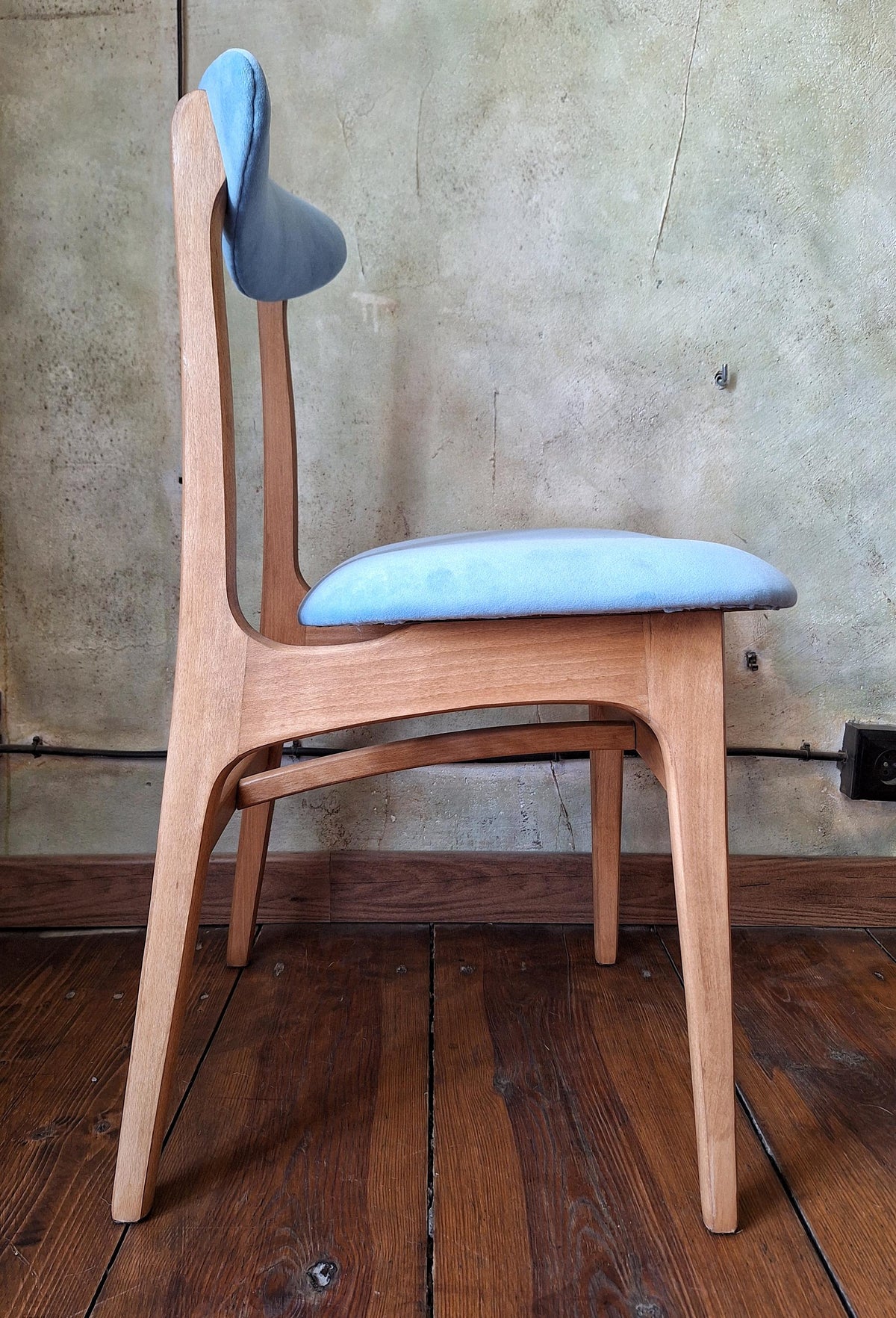 Vintage Dining Chair Type 200-190 by R. Hałas, Mid Century Modern Polish Design, Wooden Chair, 1960s 1970s