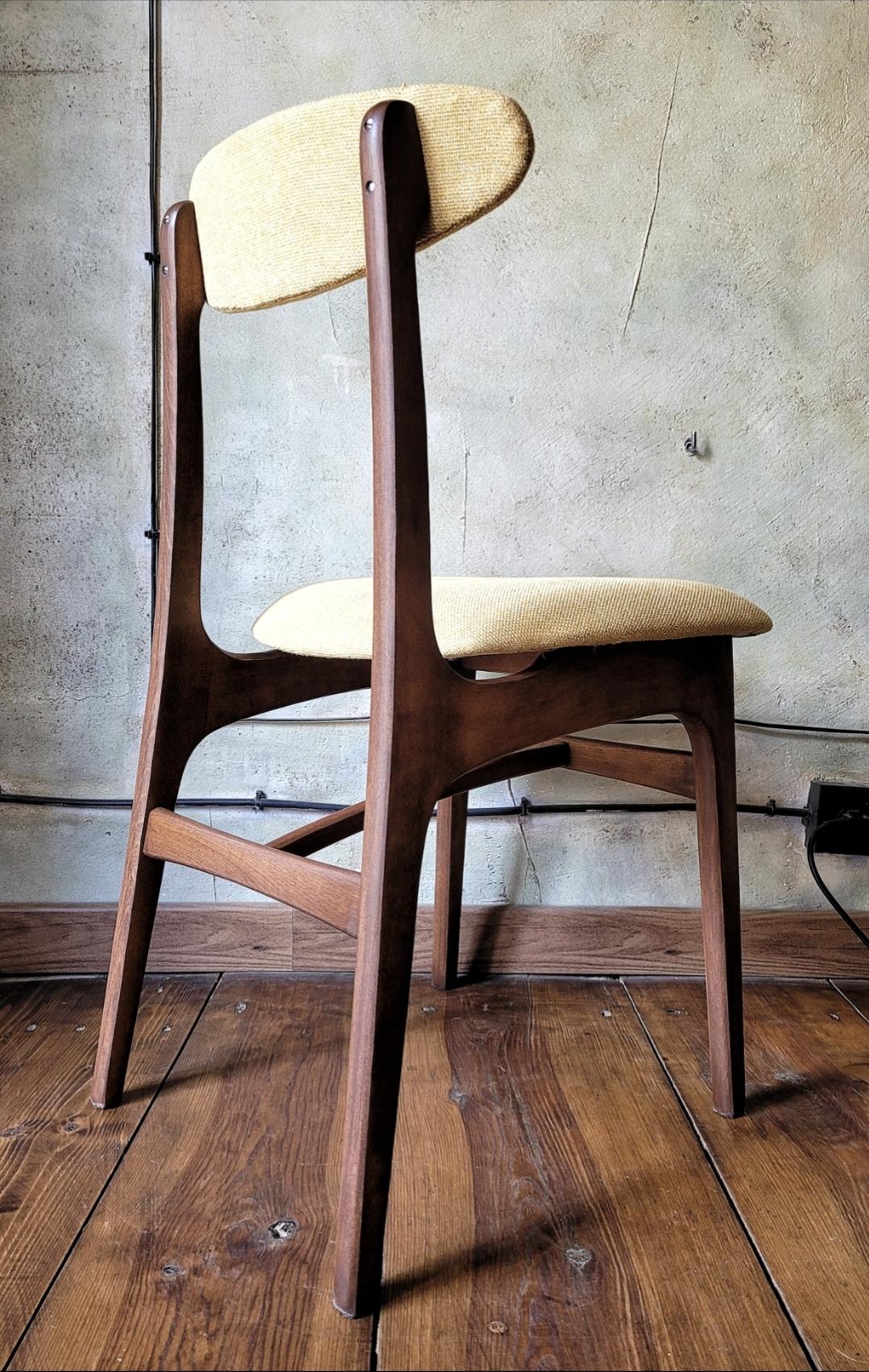 Vintage Dining Chair Type 200-190 by R. Hałas, Mid Century Modern Polish Design, Wooden Chair, 1960s 1970s
