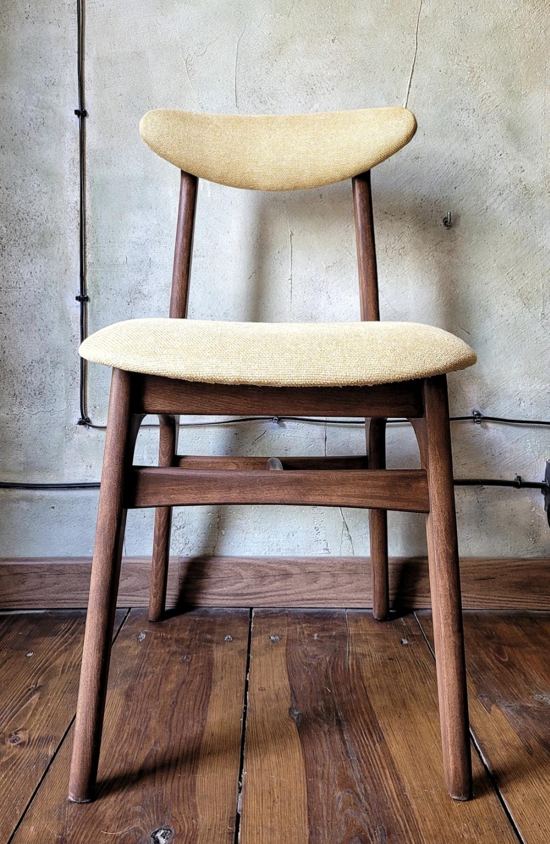 Vintage Dining Chair Type 200-190 by R. Hałas, Mid Century Modern Polish Design, Wooden Chair, 1960s 1970s