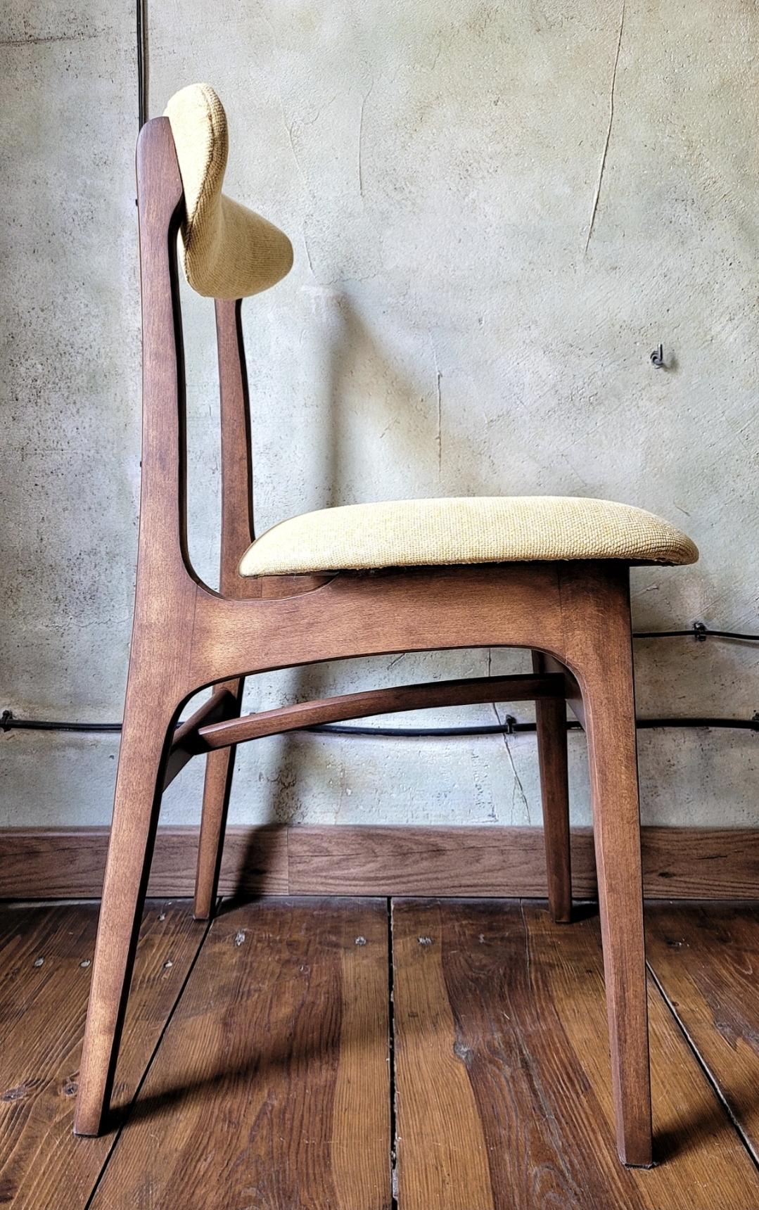 Vintage Dining Chair Type 200-190 by R. Hałas, Mid Century Modern Polish Design, Wooden Chair, 1960s 1970s