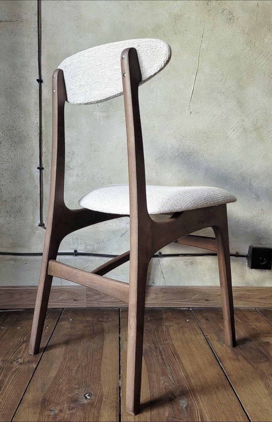 Vintage Dining Chair Type 200-190 by R. Hałas, Mid Century Modern Polish Design, Wooden Chair, 1960s 1970s