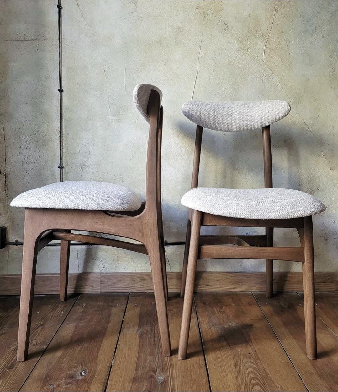 Vintage Dining Chair Type 200-190 by R. Hałas, Mid Century Modern Polish Design, Wooden Chair, 1960s 1970s