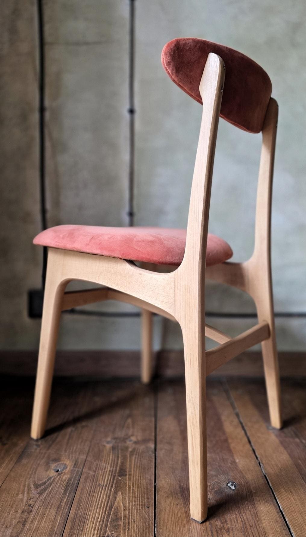 Vintage Dining Chair Type 200-190 by R. Hałas, Mid Century Modern Polish Design, Wooden Chair, 1960s 1970s
