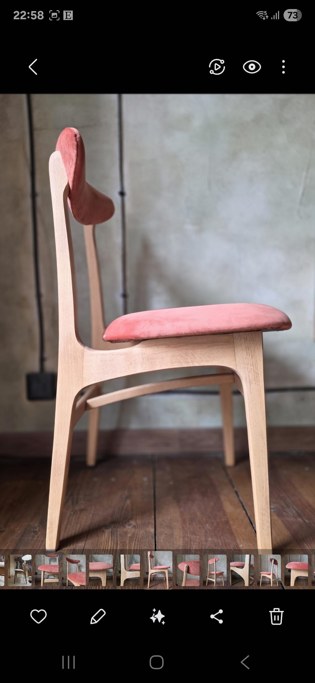 Vintage Dining Chair Type 200-190 by R. Hałas, Mid Century Modern Polish Design, Wooden Chair, 1960s 1970s