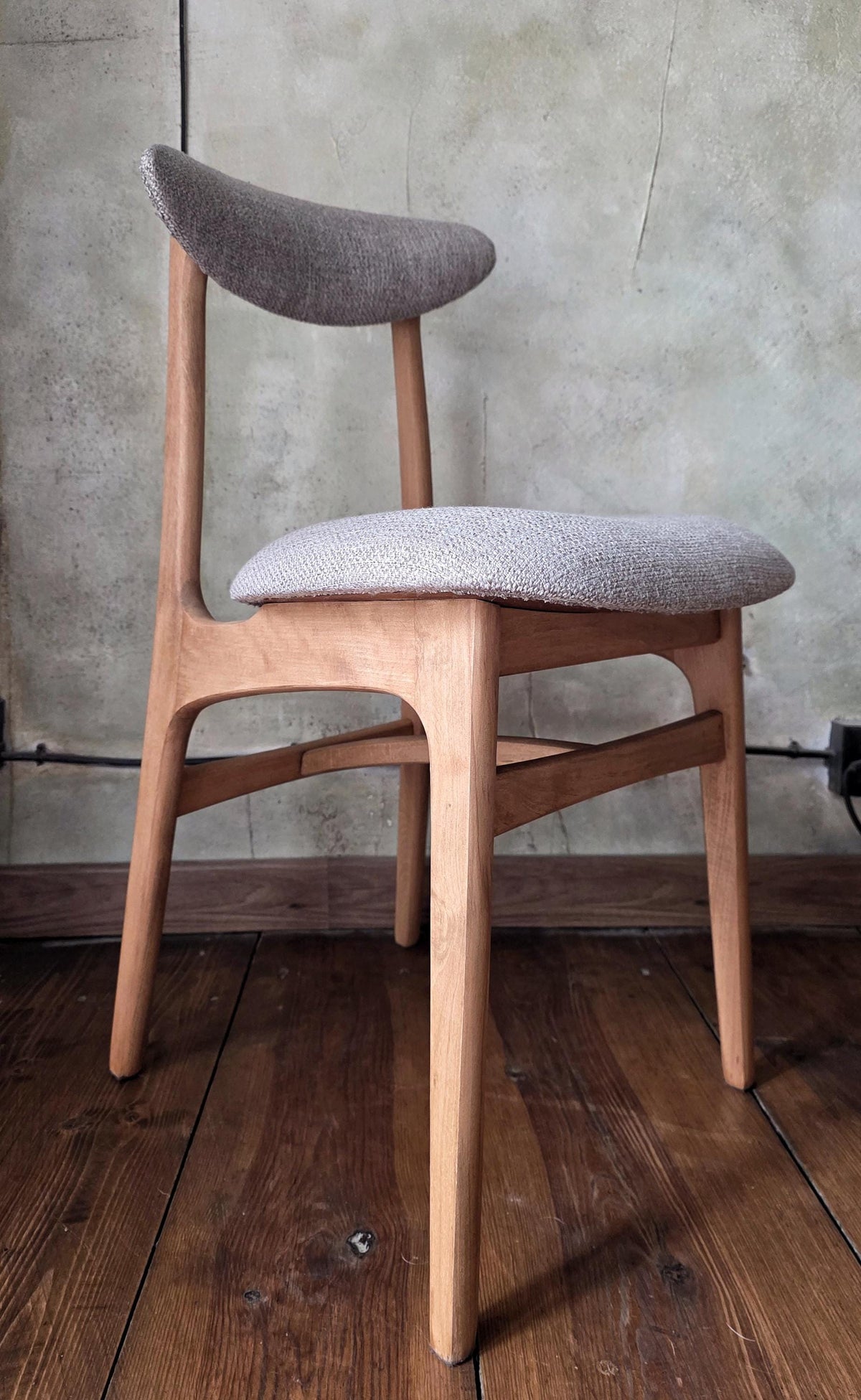 Vintage Dining Chair Type 200-190 by R. Hałas, Mid Century Modern Polish Design, Wooden Chair, 1960s 1970s