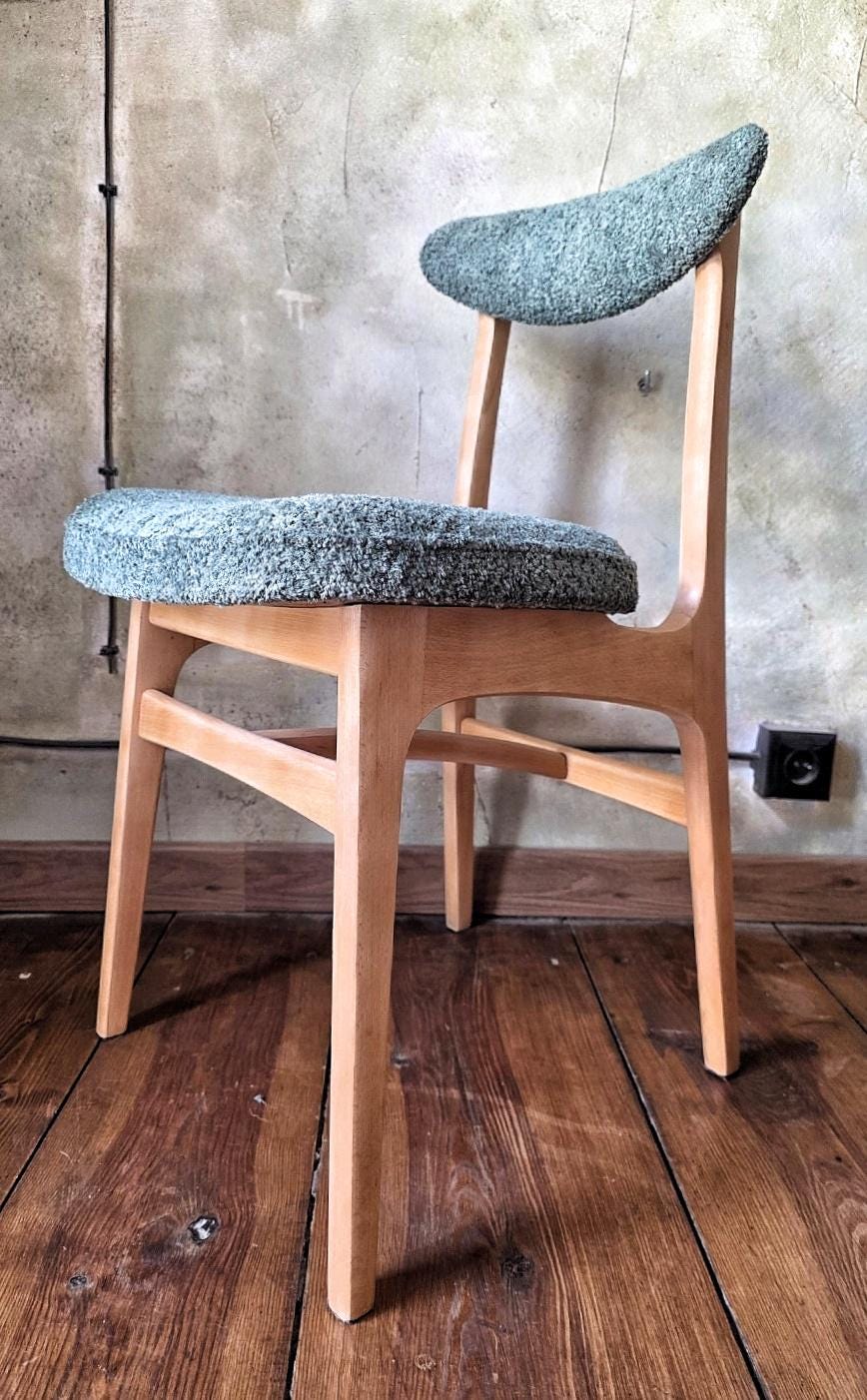 Vintage Dining Chair Type 200-190 by R. Hałas, Mid Century Modern Polish Design, Wooden Chair, 1960s 1970s