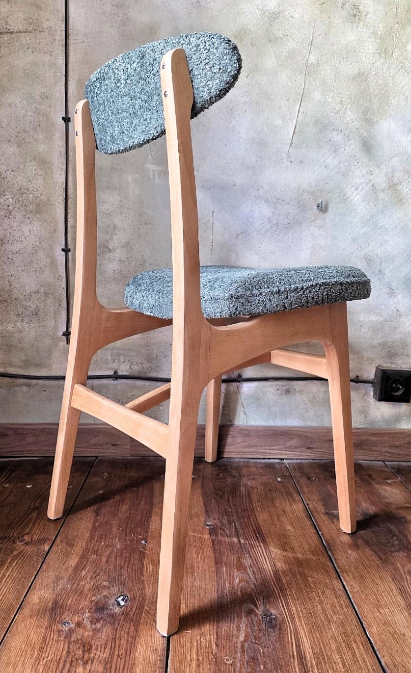 Vintage Dining Chair Type 200-190 by R. Hałas, Mid Century Modern Polish Design, Wooden Chair, 1960s 1970s