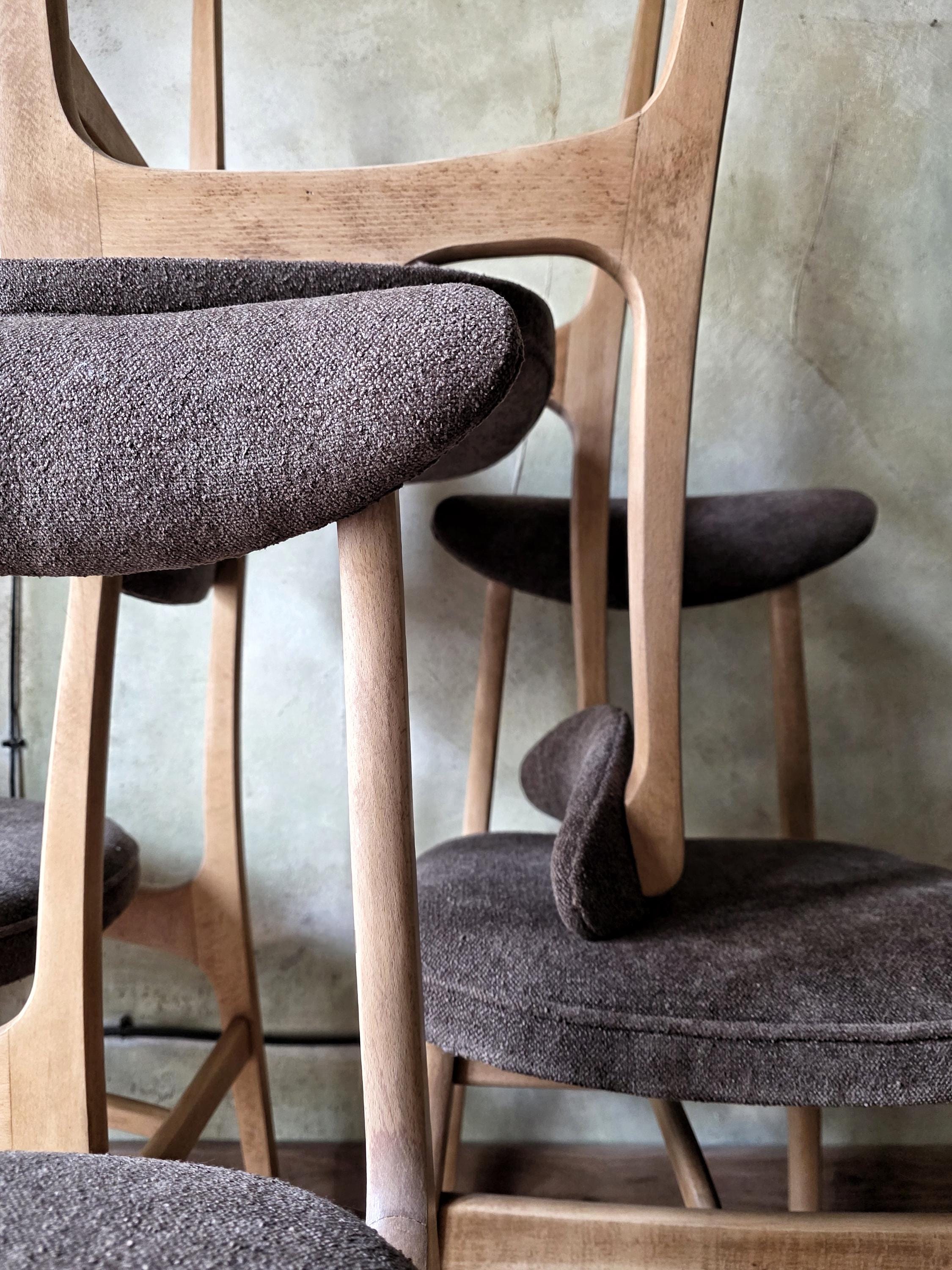 Vintage Dining Chair Type 200-190 by R. Hałas, Mid Century Modern Polish Design, Wooden Chair, 1960s 1970s