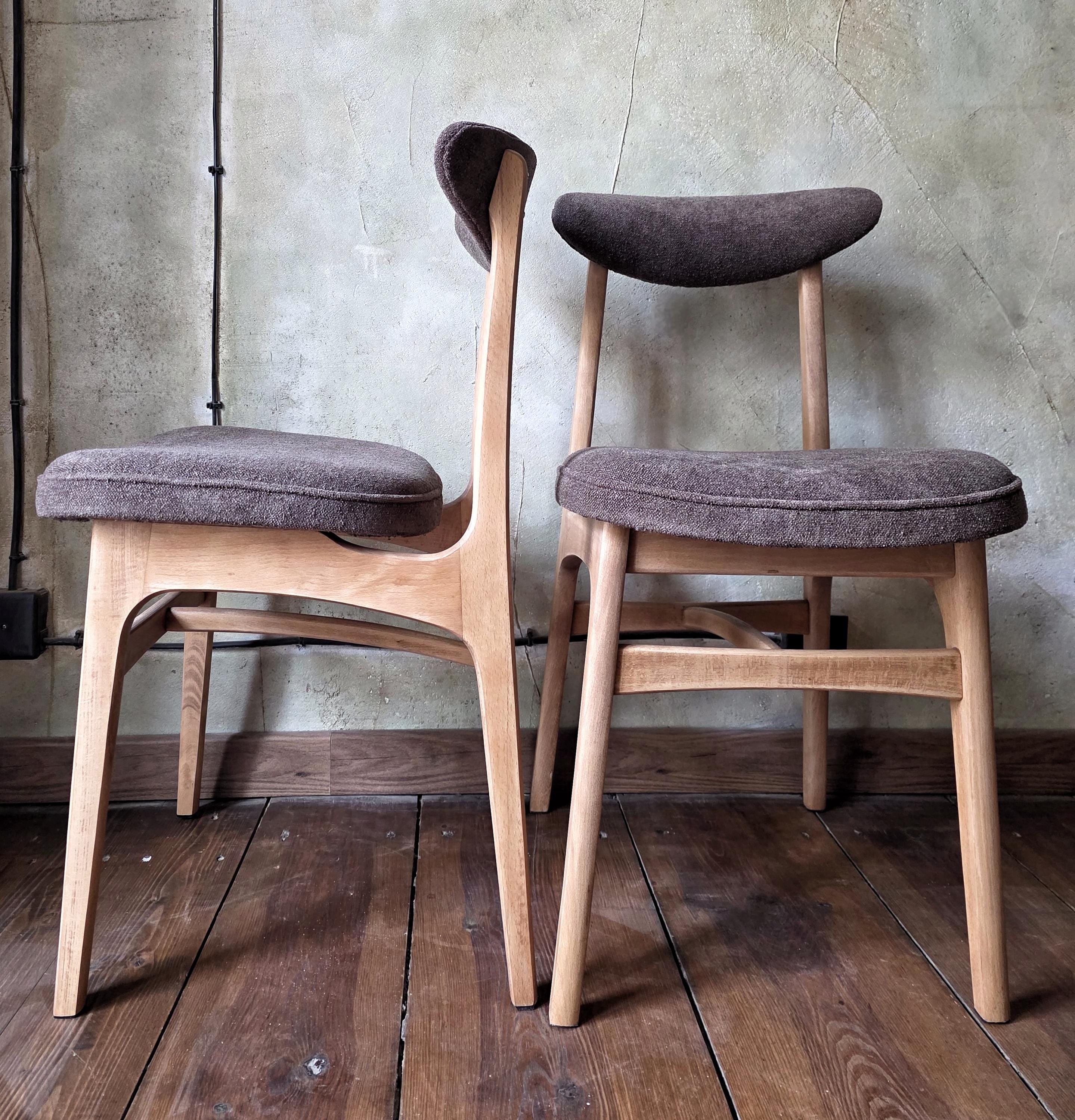 Vintage Dining Chair Type 200-190 by R. Hałas, Mid Century Modern Polish Design, Wooden Chair, 1960s 1970s