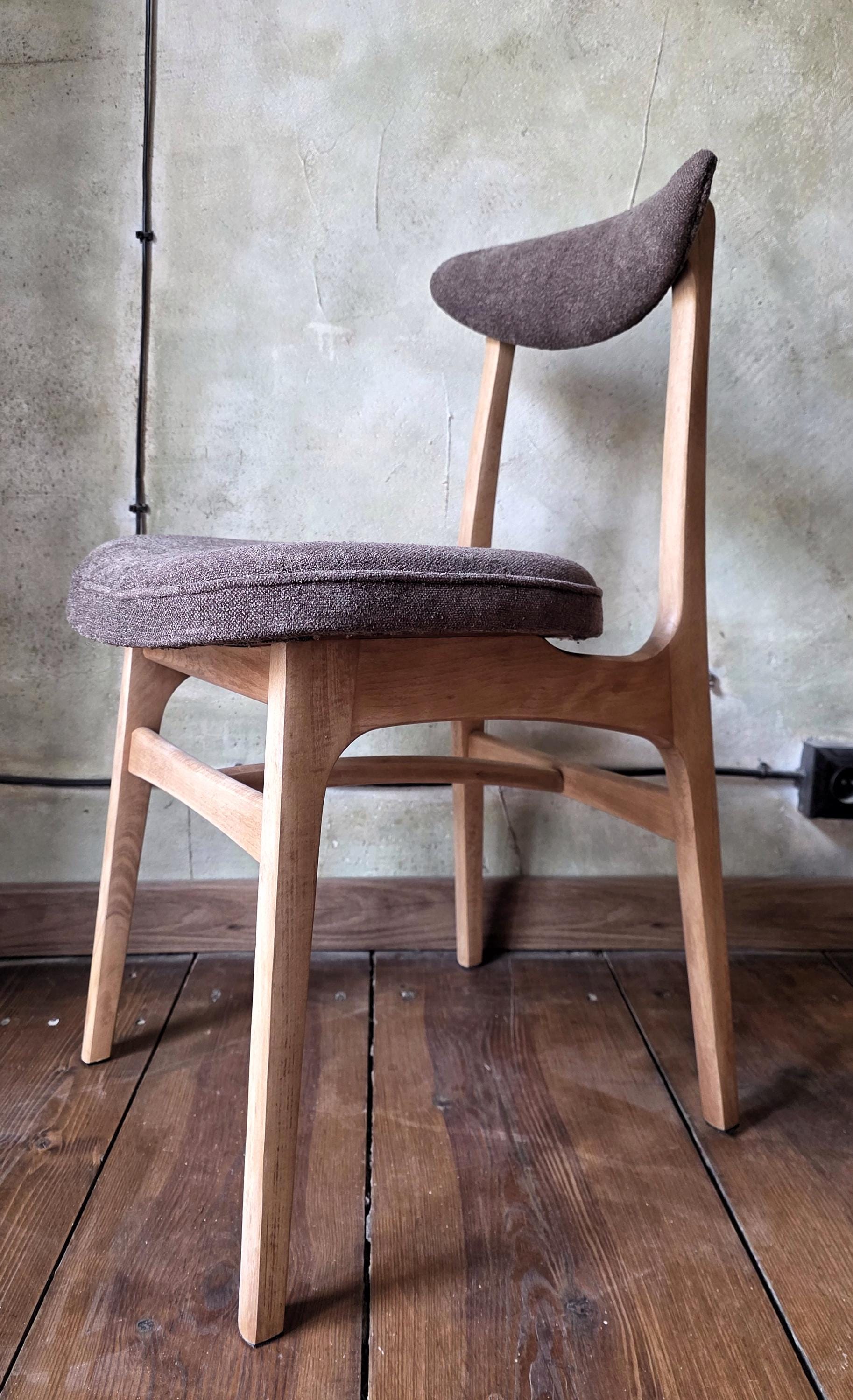 Vintage Dining Chair Type 200-190 by R. Hałas, Mid Century Modern Polish Design, Wooden Chair, 1960s 1970s