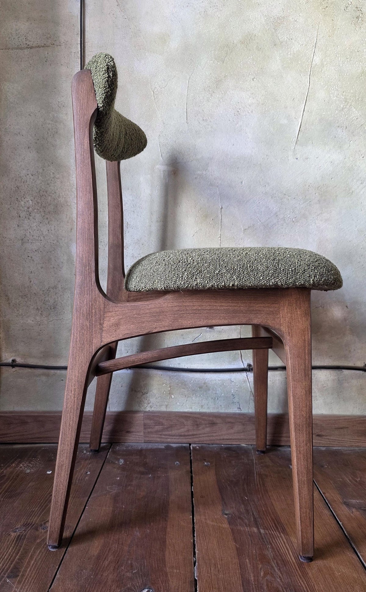 Vintage Dining Chair Type 200-190 by R. Hałas, Mid Century Modern Polish Design, Wooden Chair, 1960s 1970s