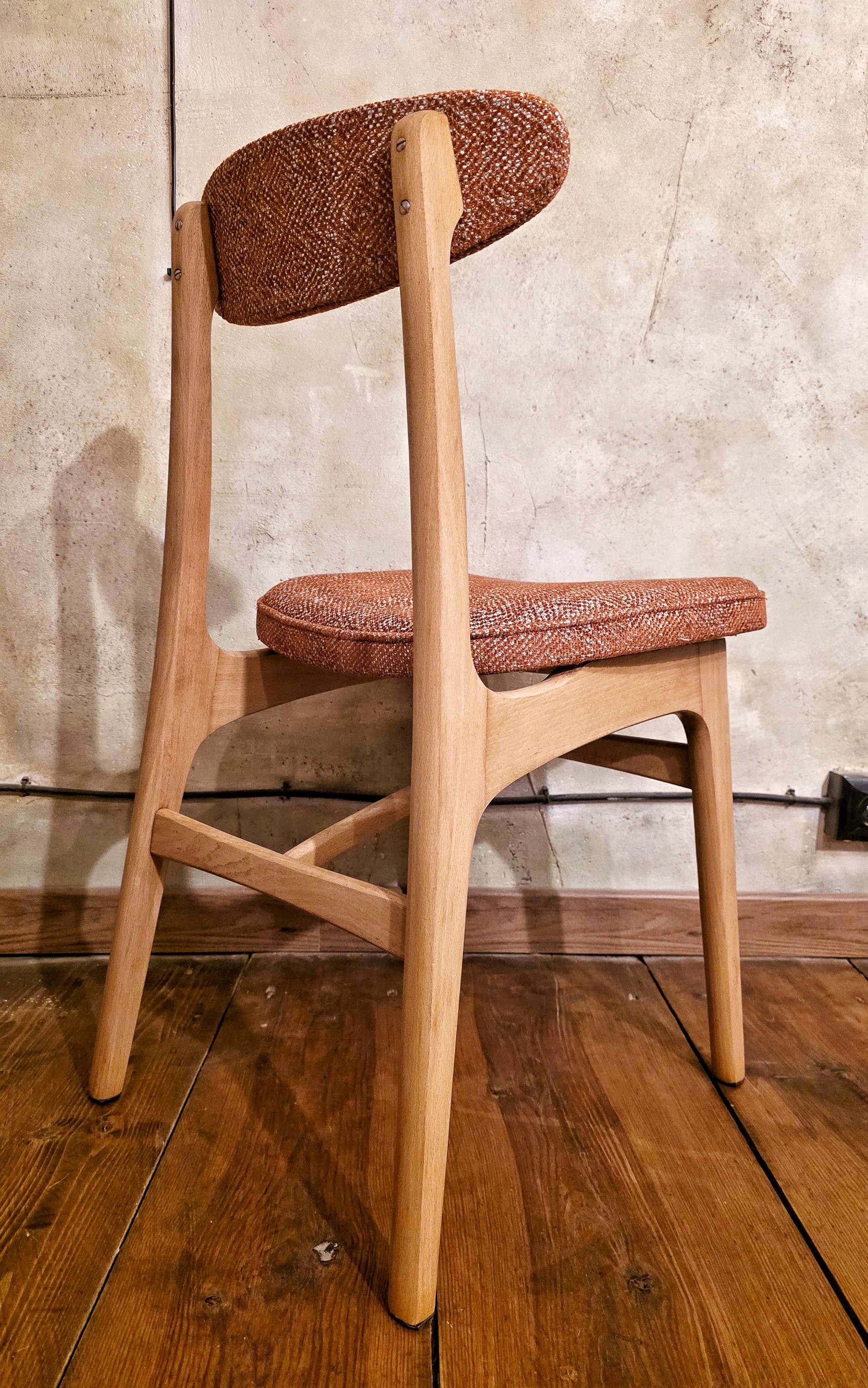 Vintage Dining Chair Type 200-190 by R. Hałas, Mid Century Modern Polish Design, Wooden Chair, 1960s 1970s