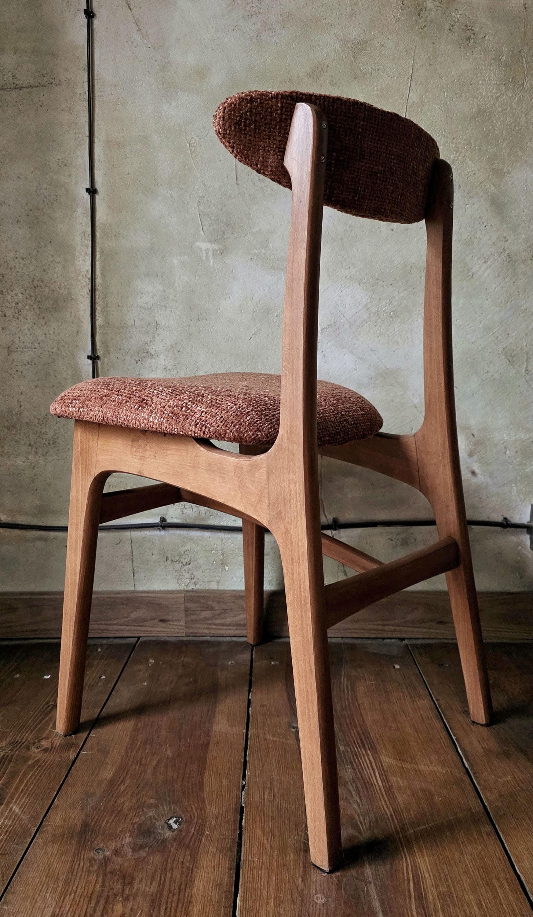 Vintage Dining Chair Type 200-190 by R. Hałas, Mid Century Modern Polish Design, Wooden Chair, 1960s 1970s