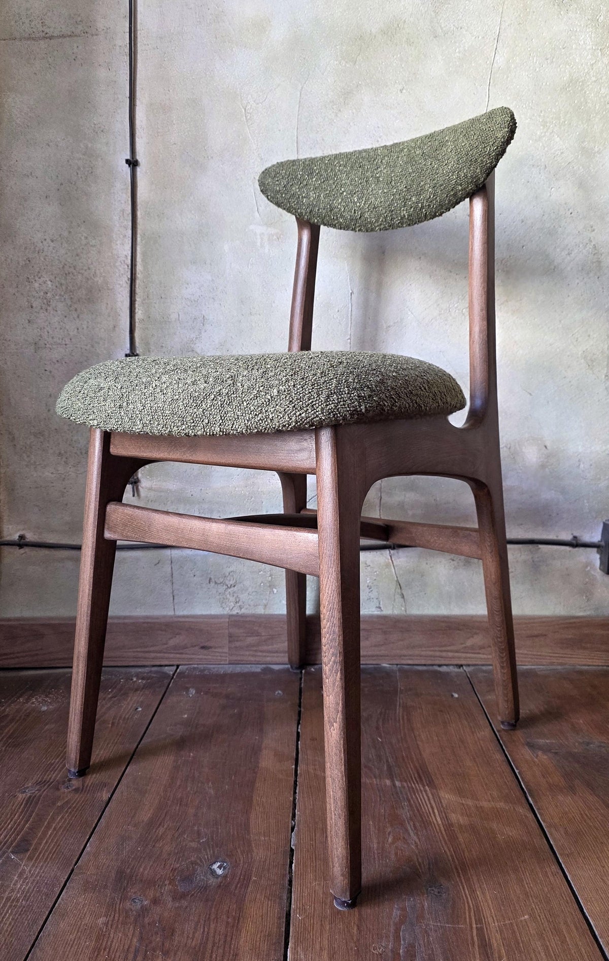 Vintage Dining Chair Type 200-190 by R. Hałas, Mid Century Modern Polish Design, Wooden Chair, 1960s 1970s