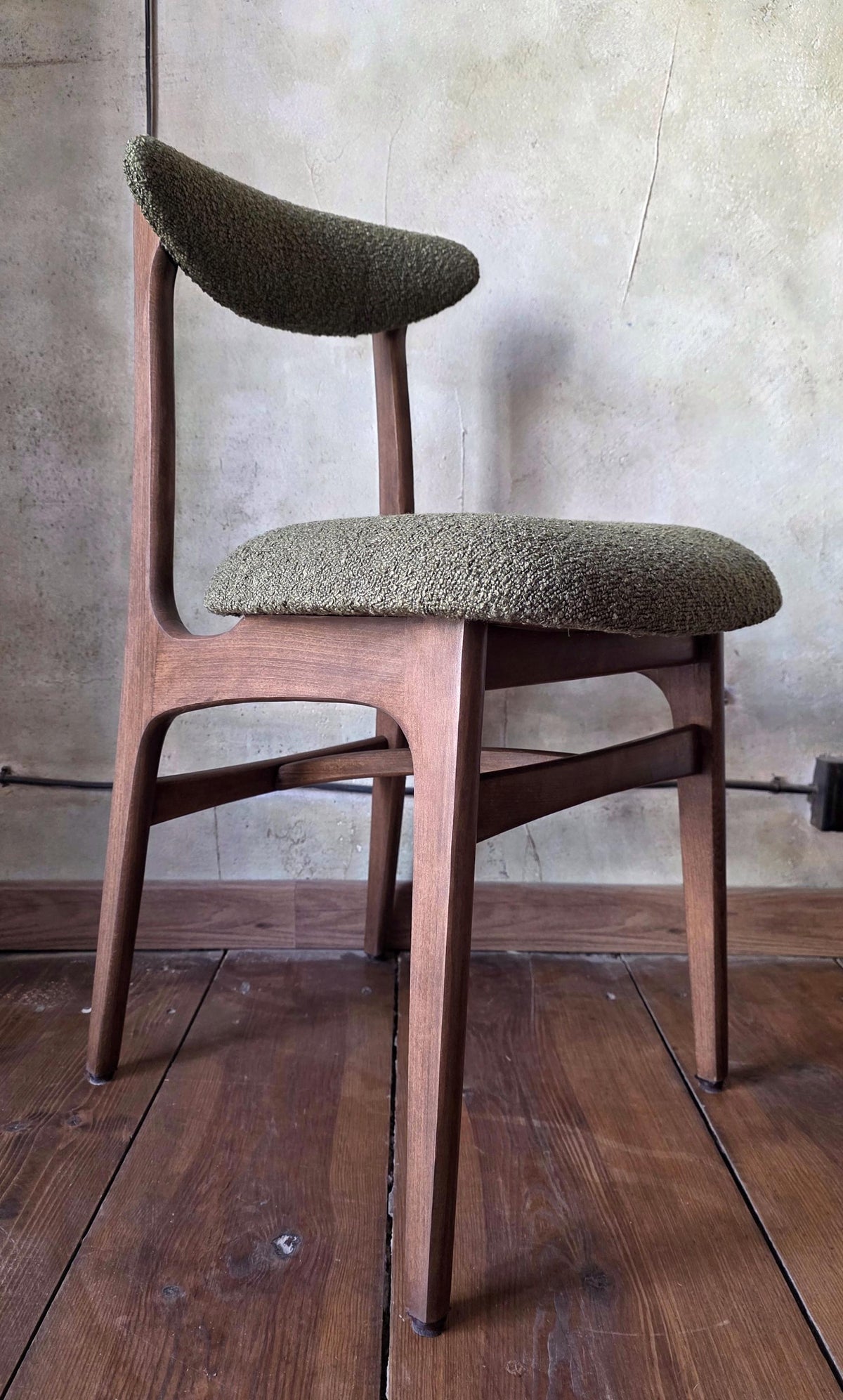 Vintage Dining Chair Type 200-190 by R. Hałas, Mid Century Modern Polish Design, Wooden Chair, 1960s 1970s