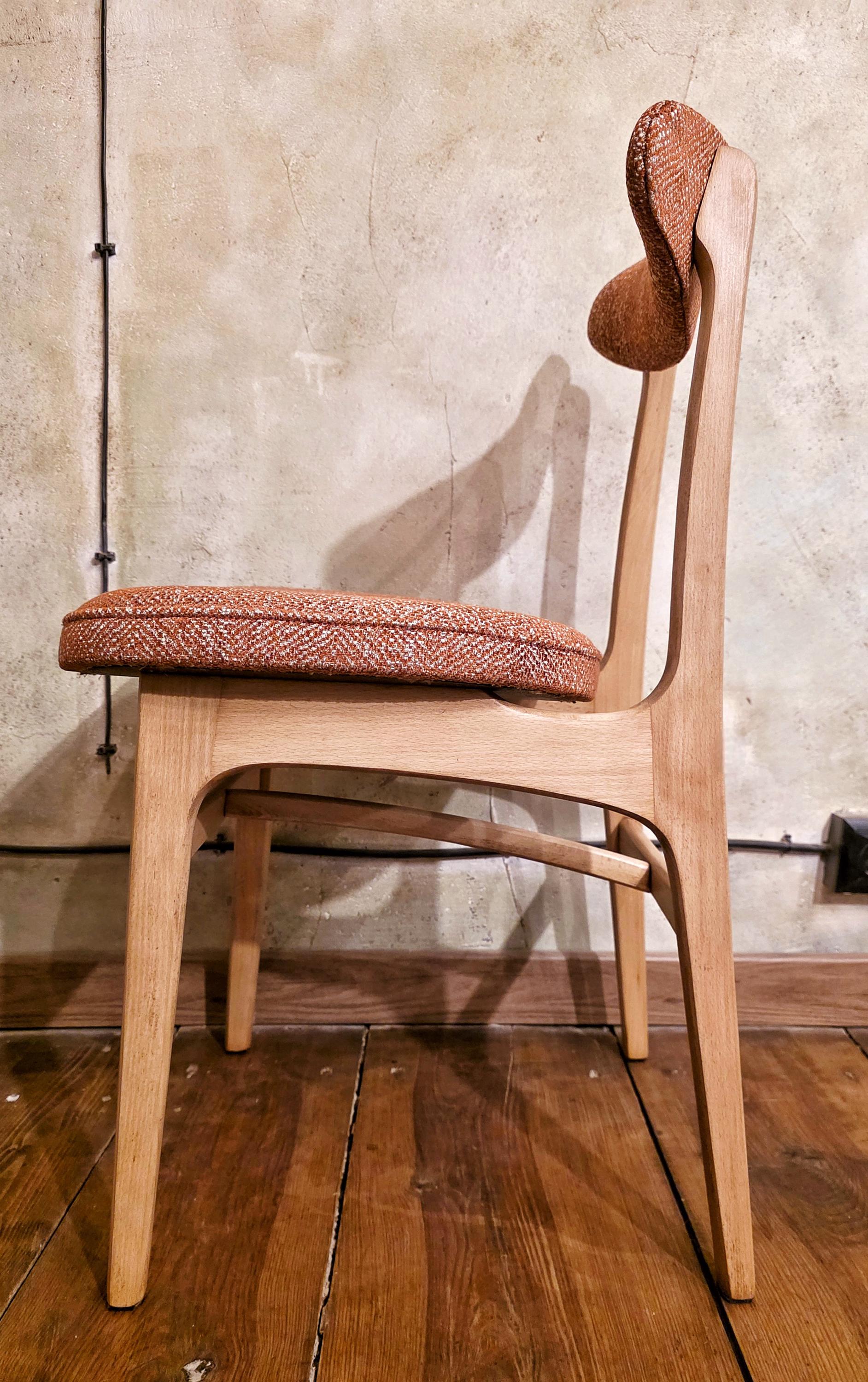 Vintage Dining Chair Type 200-190 by R. Hałas, Mid Century Modern Polish Design, Wooden Chair, 1960s 1970s
