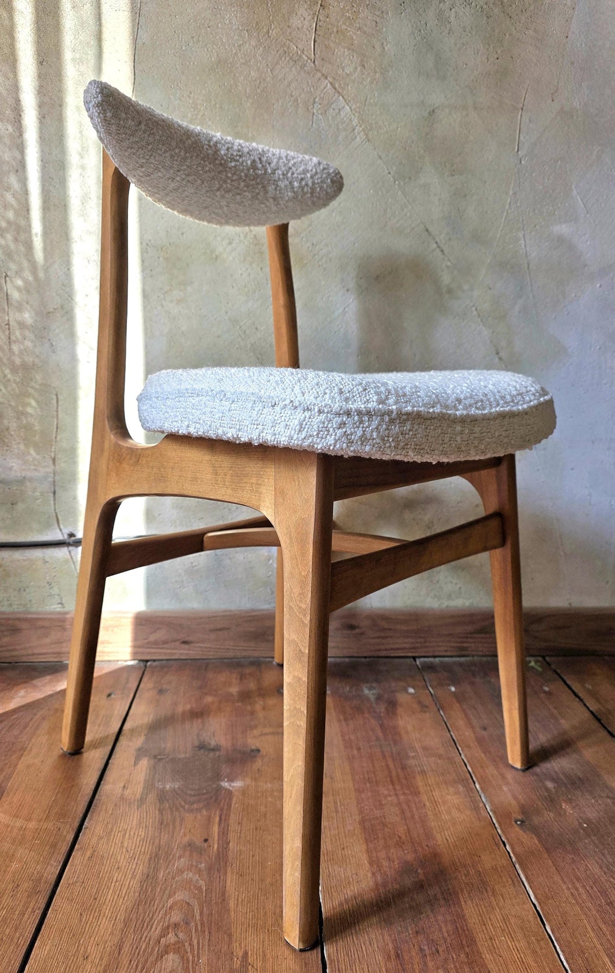 Vintage Dining Chair Type 200-190 by R. Hałas, Mid Century Modern Polish Design, Wooden Chair, 1960s 1970s
