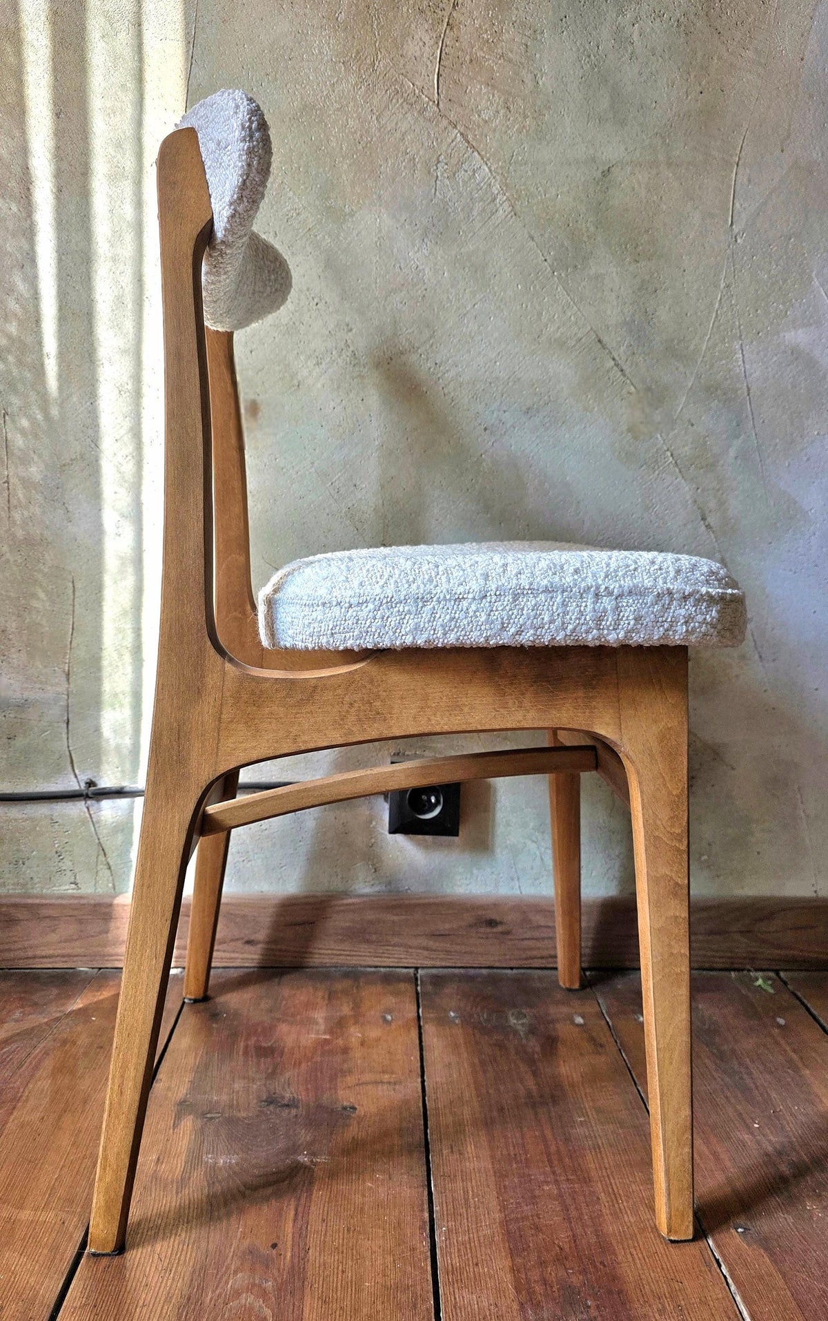 Vintage Dining Chair Type 200-190 by R. Hałas, Mid Century Modern Polish Design, Wooden Chair, 1960s 1970s